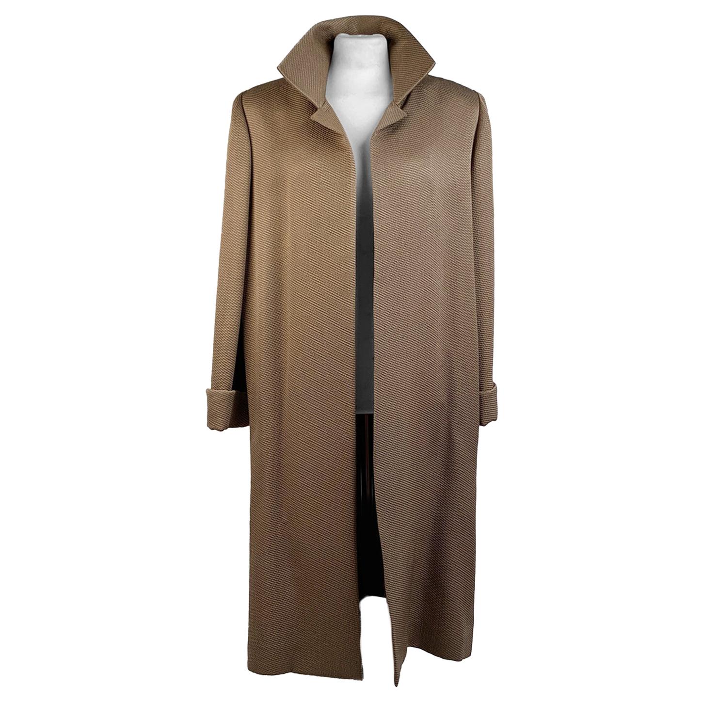 Galitzine Couture Vintage Light Brown Dustcoat Open Front Coat