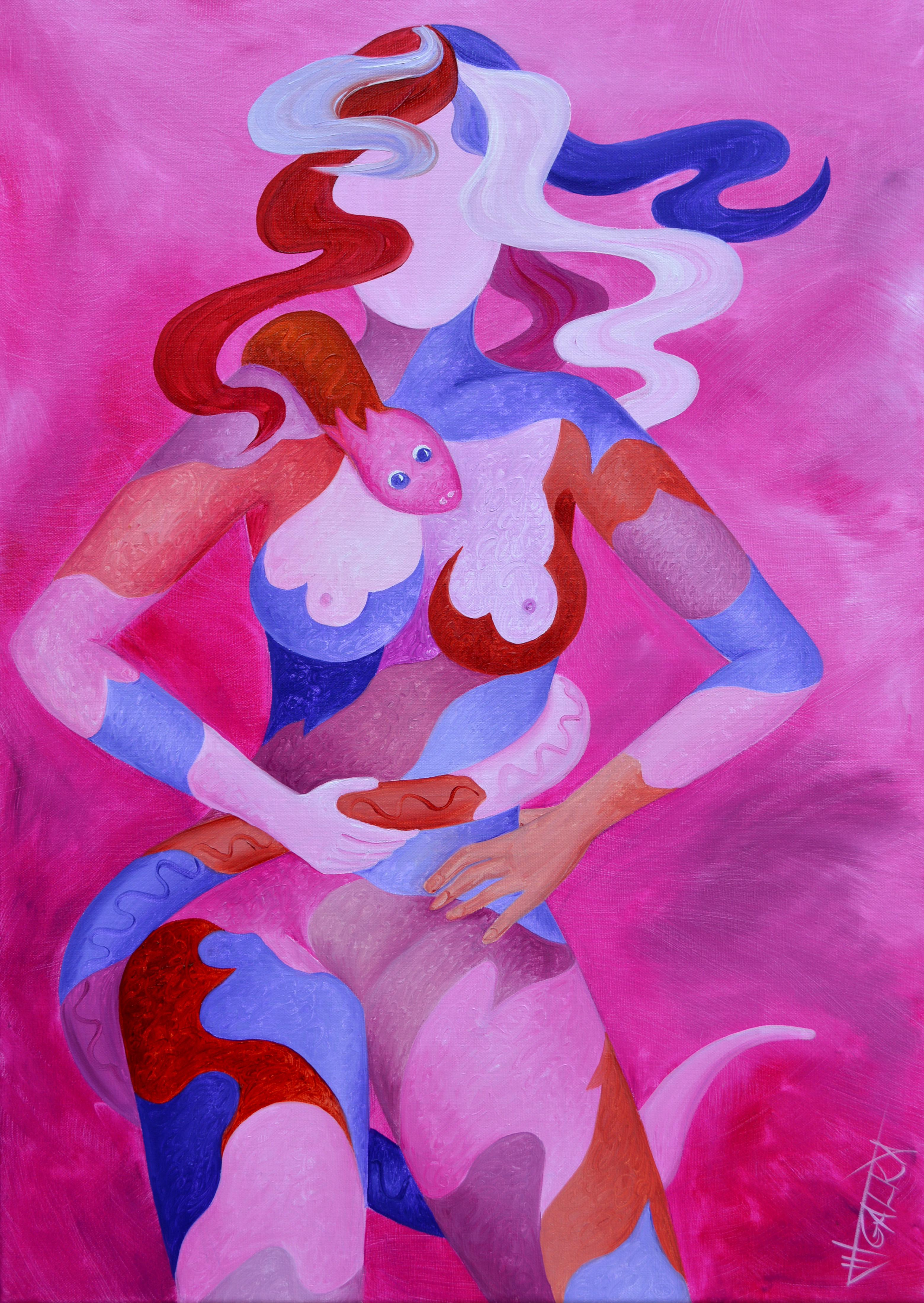 GALKA Figurative Painting – Zeitgenössische französische Kunst von Galka - Melusine