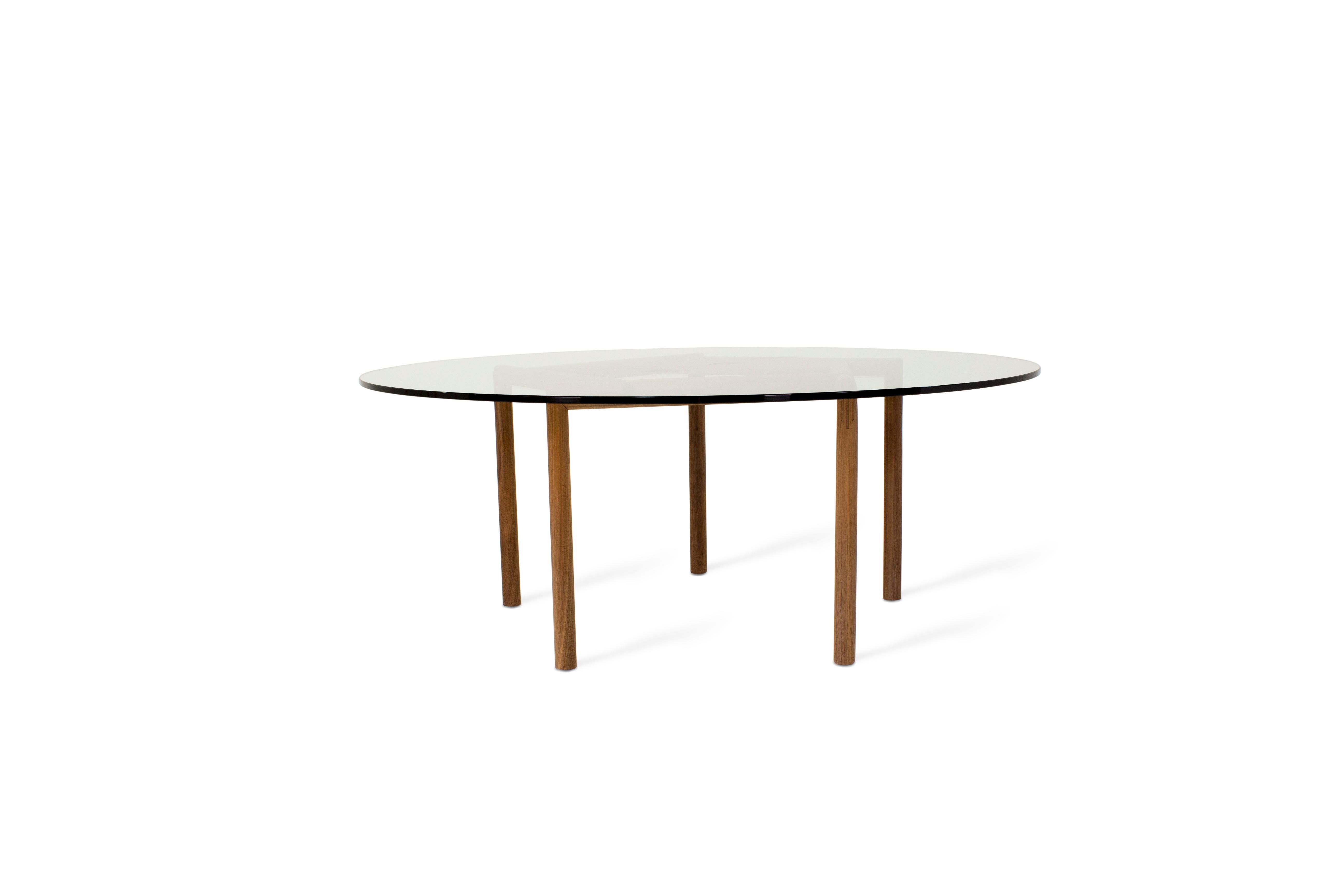 Mid-Century Modern Gallagher Glass Coffee Table Walnut For Sale