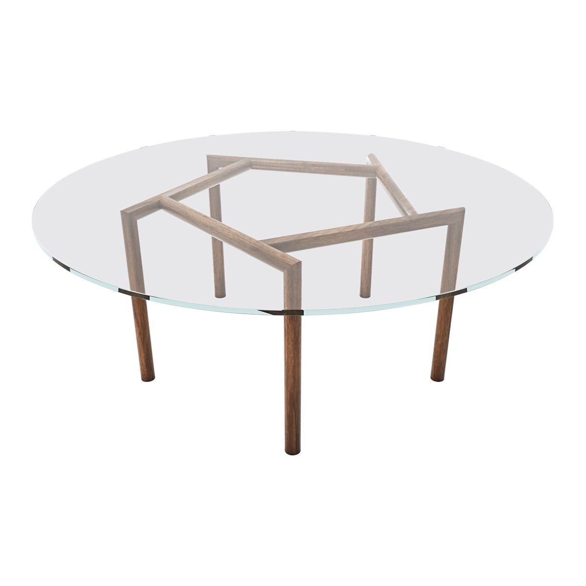 Mesa baja de cristal Gallagher Nogal