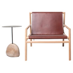 Gallagher Lounge Chair Oak Brown Leather
