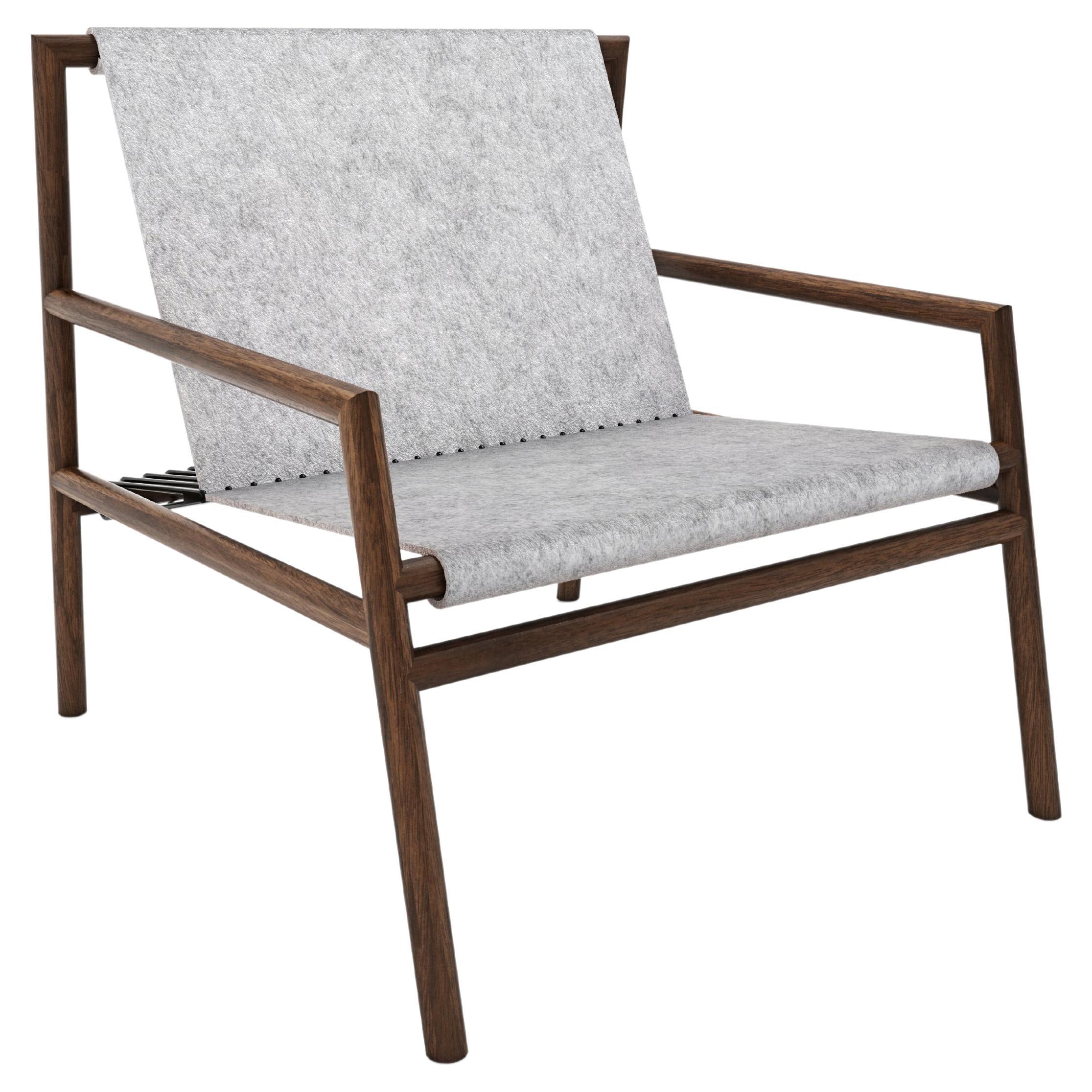 Gallagher Lounge Chair Walnut Wood and Grey Felt