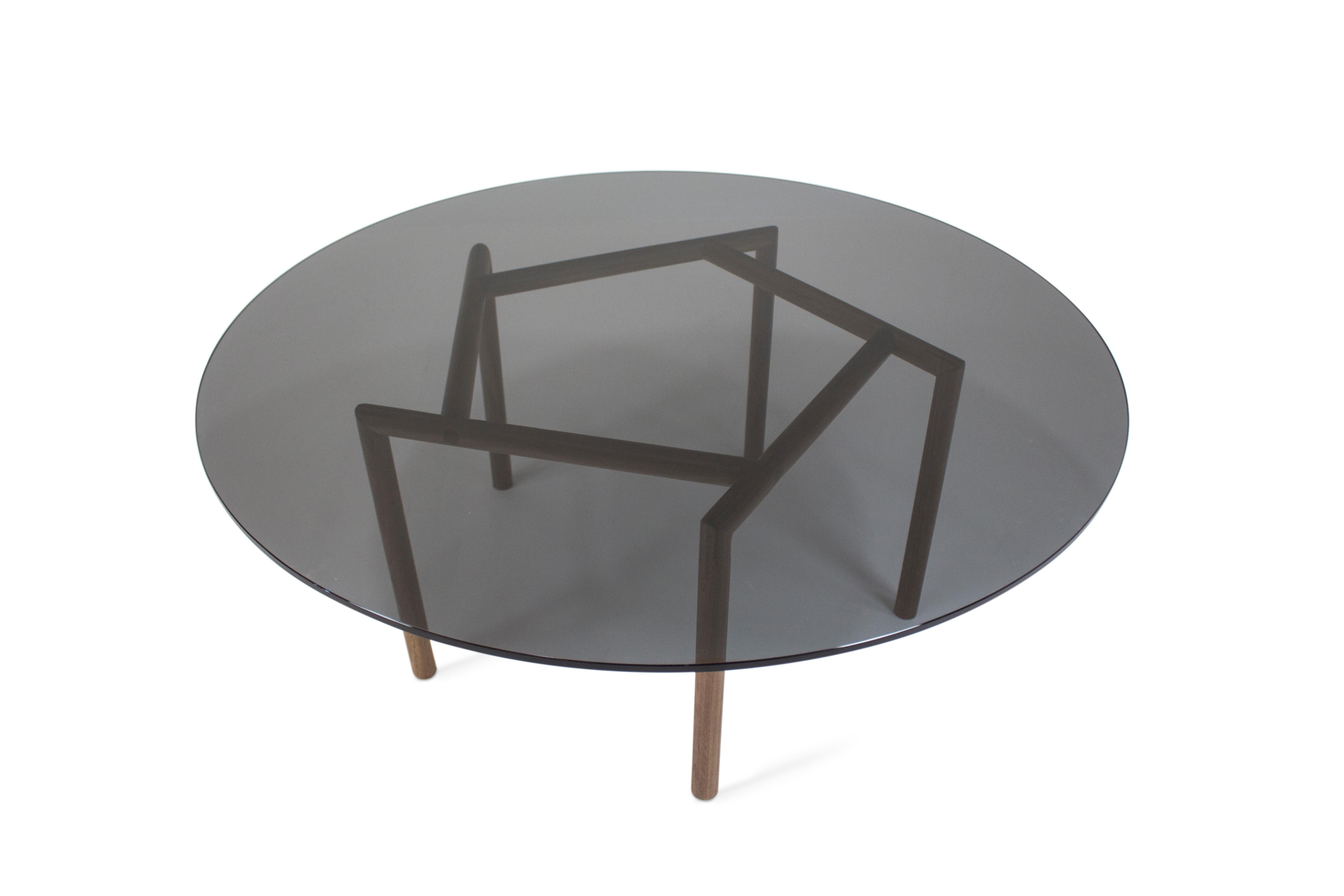 American Gallagher Smoked Glass Coffee Table Walnut For Sale