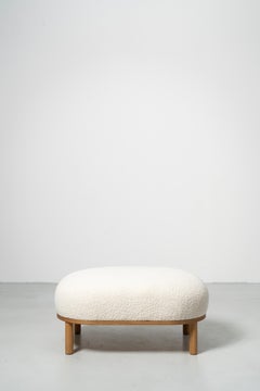 Gallant Pouf - solid oak wood base with boucle upholstery