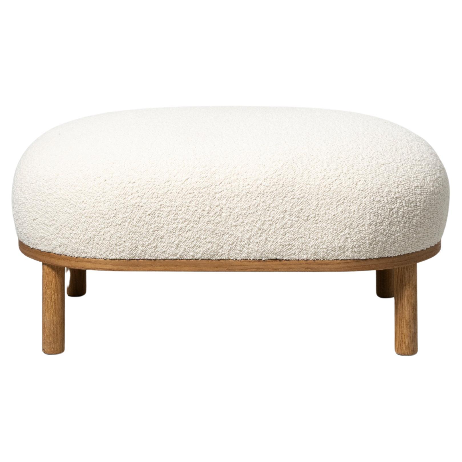 Gallant Pouf - solid oak wood base with boucle upholstery