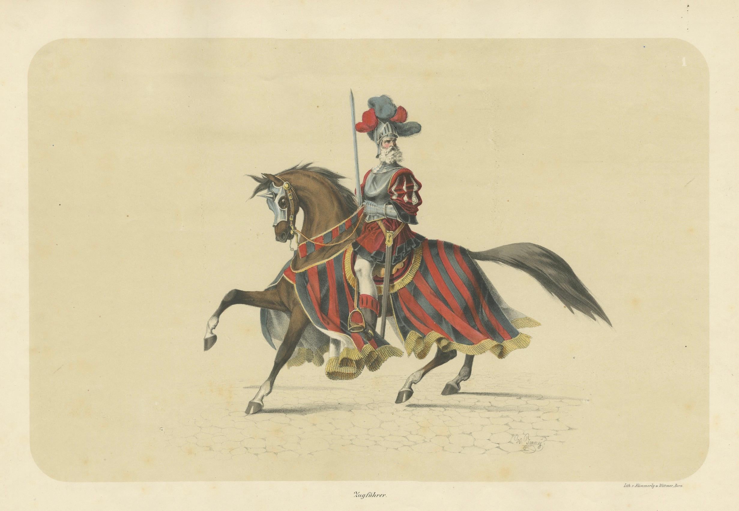 Gallant Procession Leader on Horse in Switzerland– Bern’s Historic 1853 Festival For Sale 1