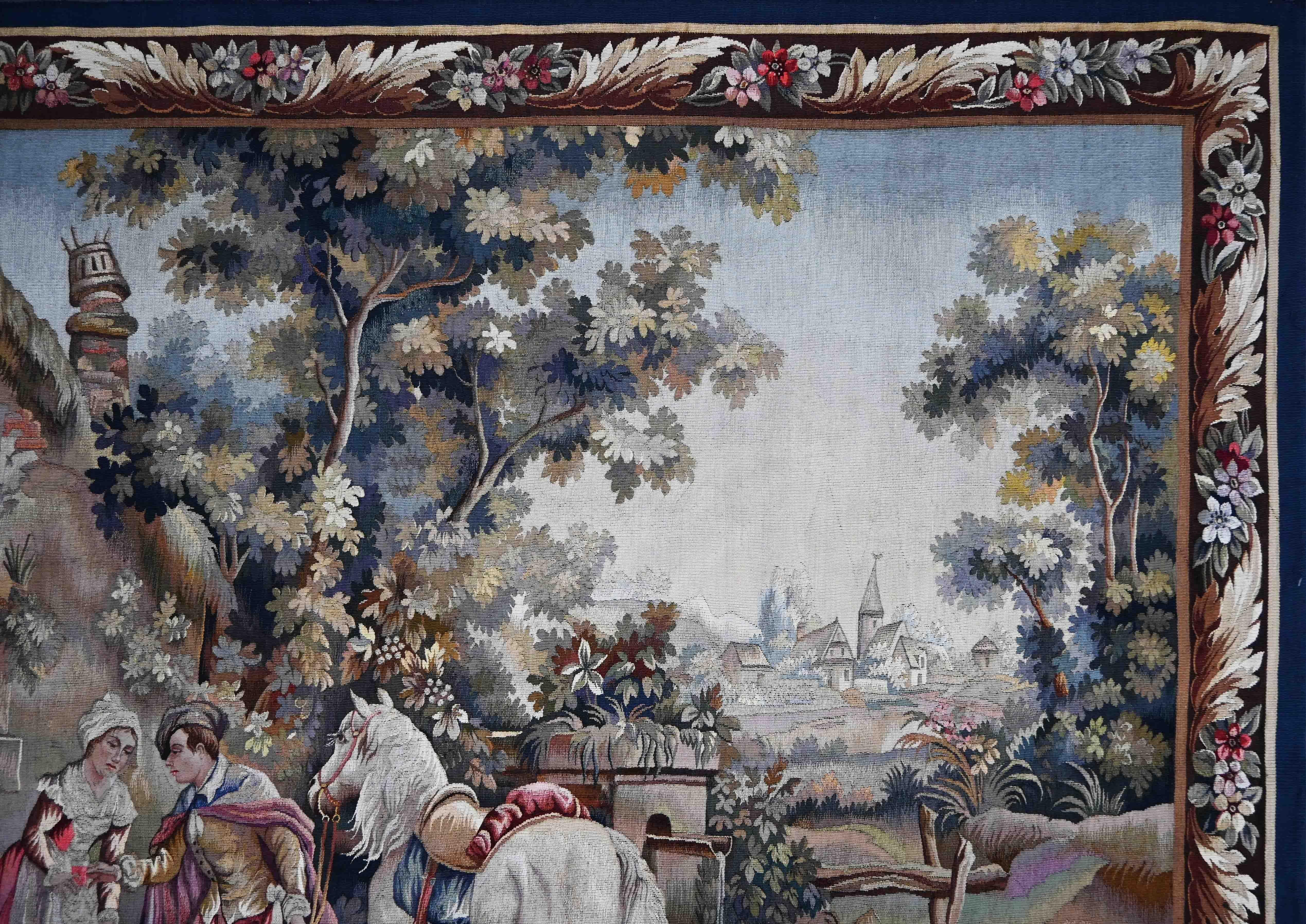 XIXe siècle Scène galante, Tapisserie française de la Manufacture d'Aubusson 19e siècle - N° 1545 en vente