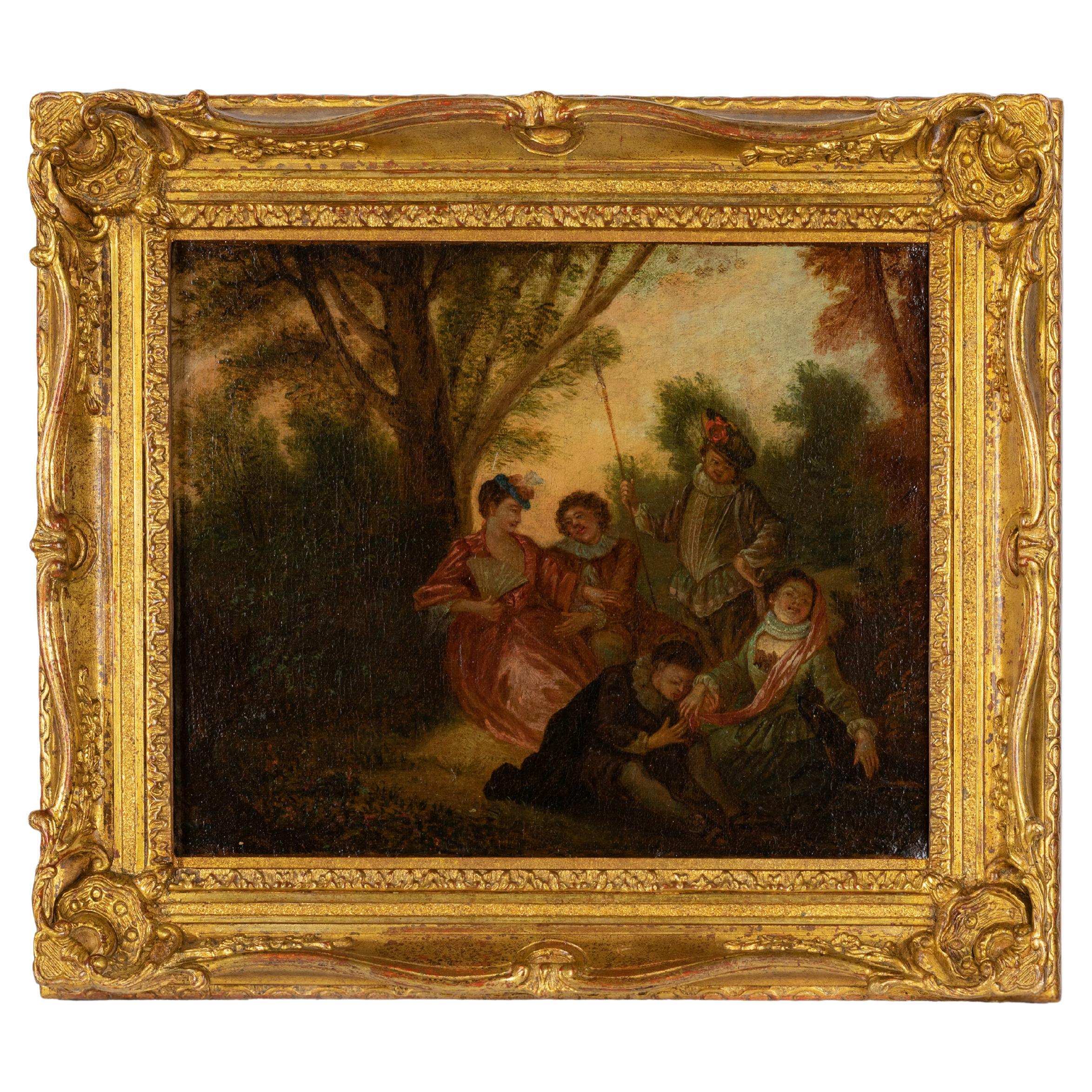 Gallant Scene Painting by Philippe Mercier, 18th Century For Sale