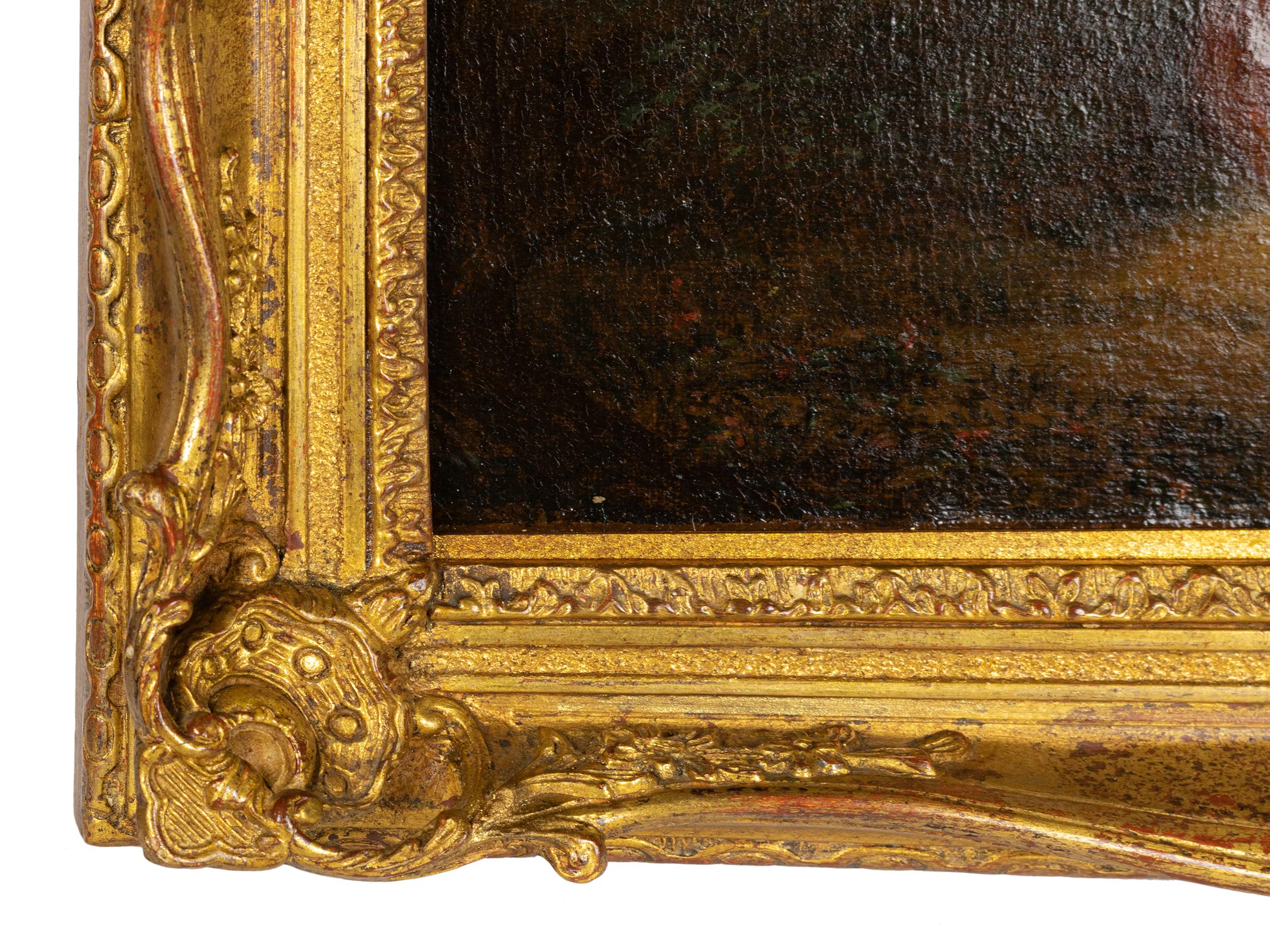 Cuadro Escena galante de Philippe Mercier, siglo XVIII, marco dorado ornamentado siglo XVIII y antes en venta