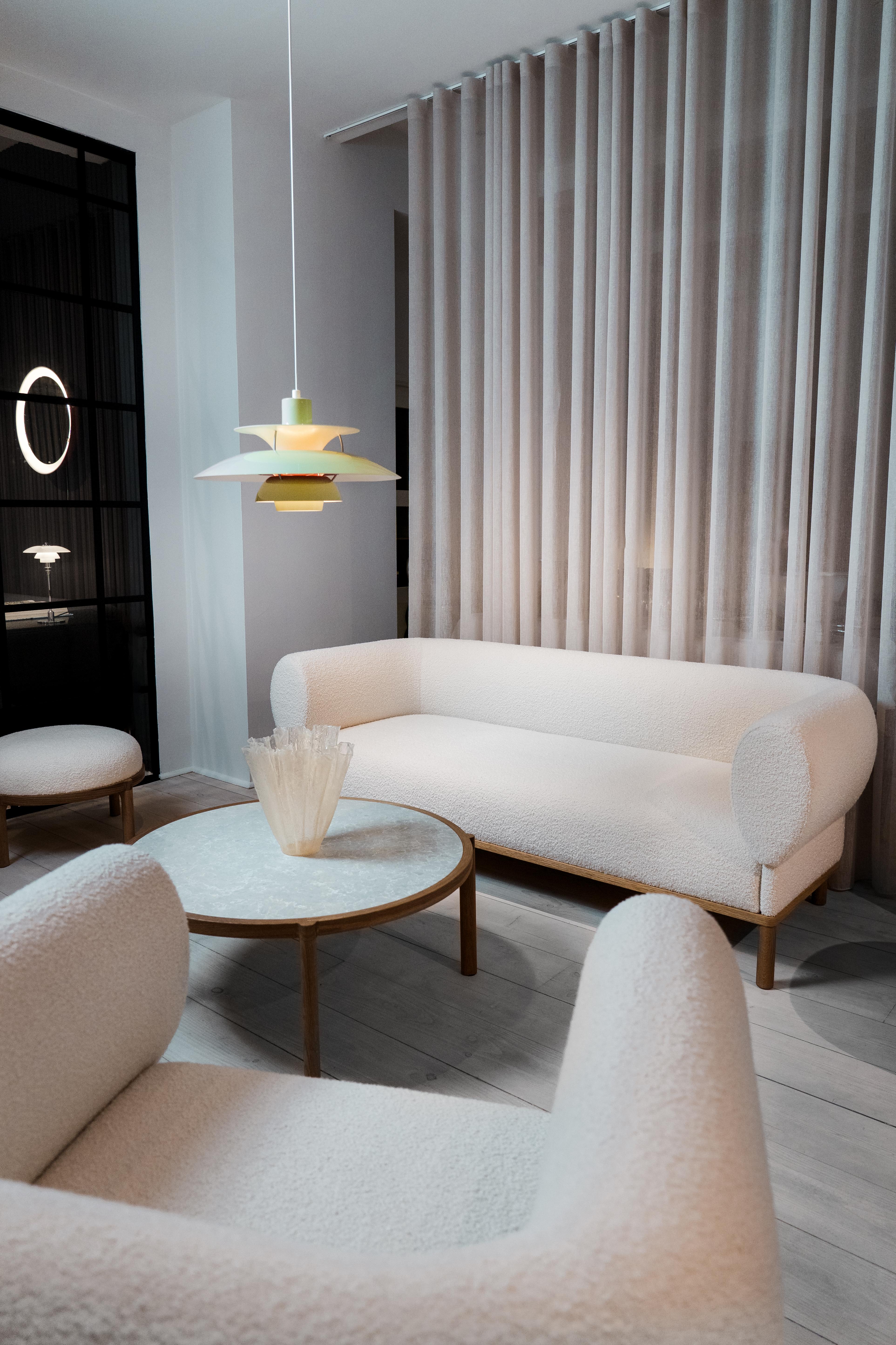 Contemporary Gallant Sofa (3-seater) - solid oak wood base with boucle upholstery For Sale