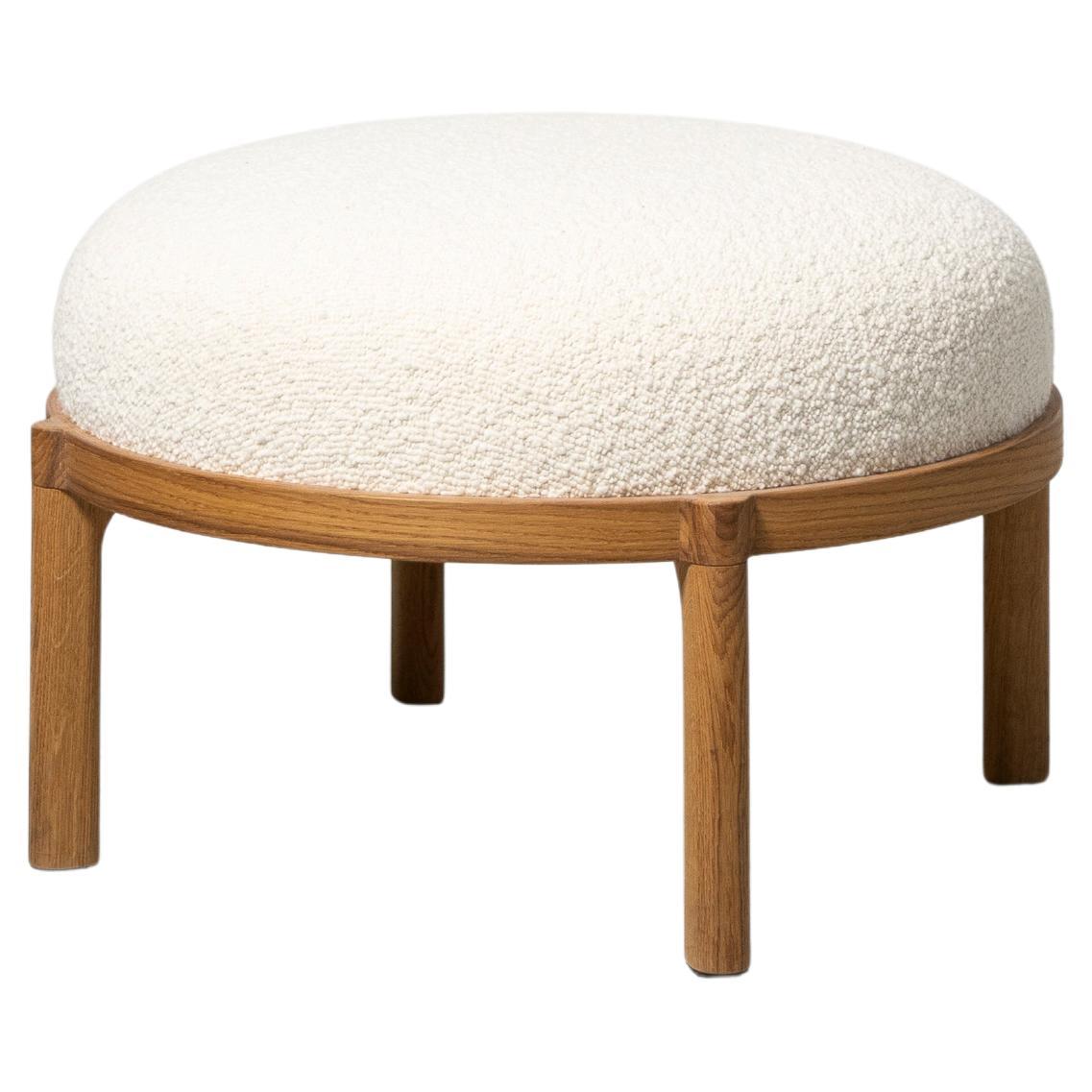 Gallant Stool - solid oak wood base with boucle upholstery