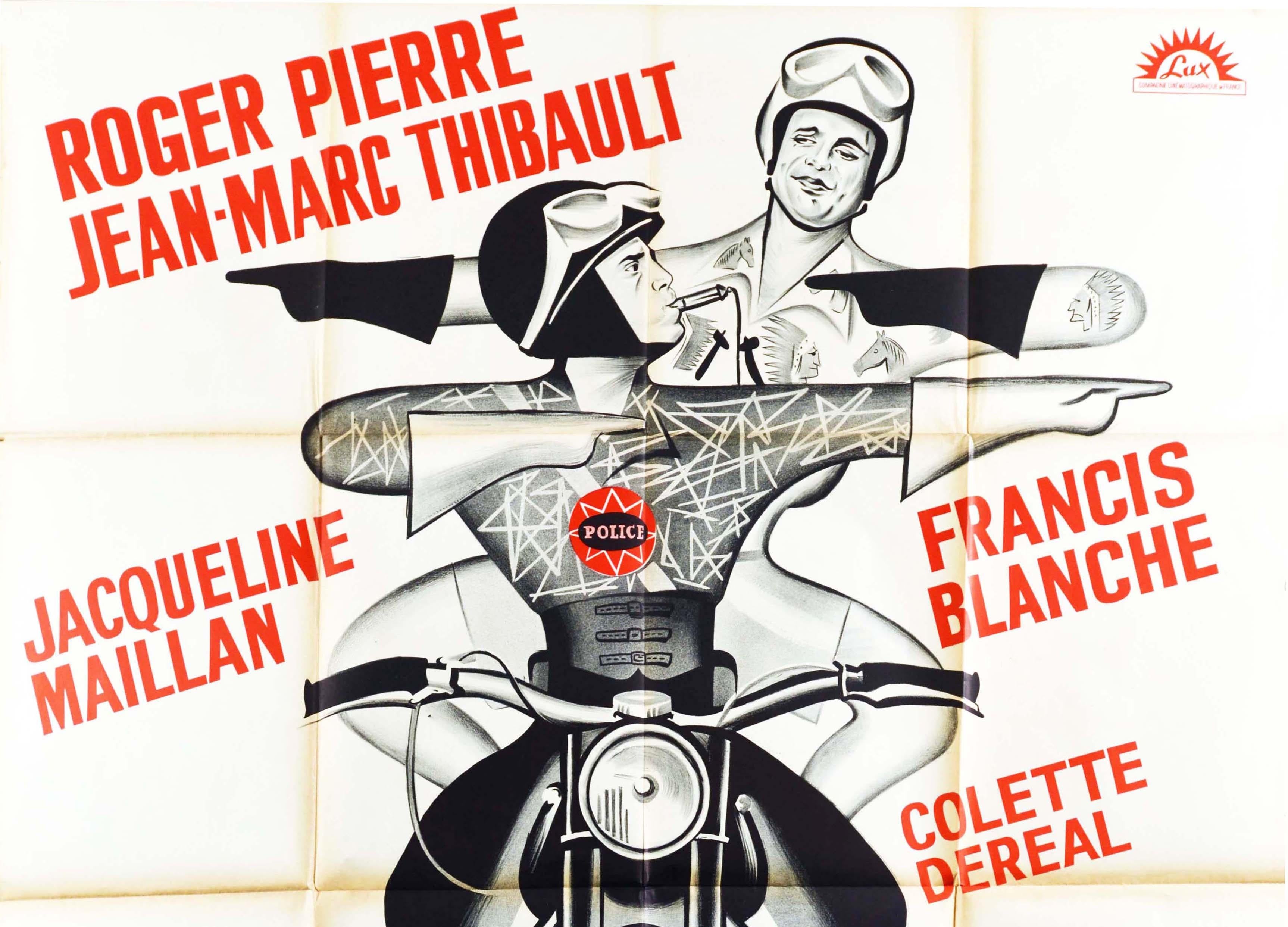 Original Vintage Movie Poster Les Motards The Motorcycle Cops French Comedy Film - Print by Gallard