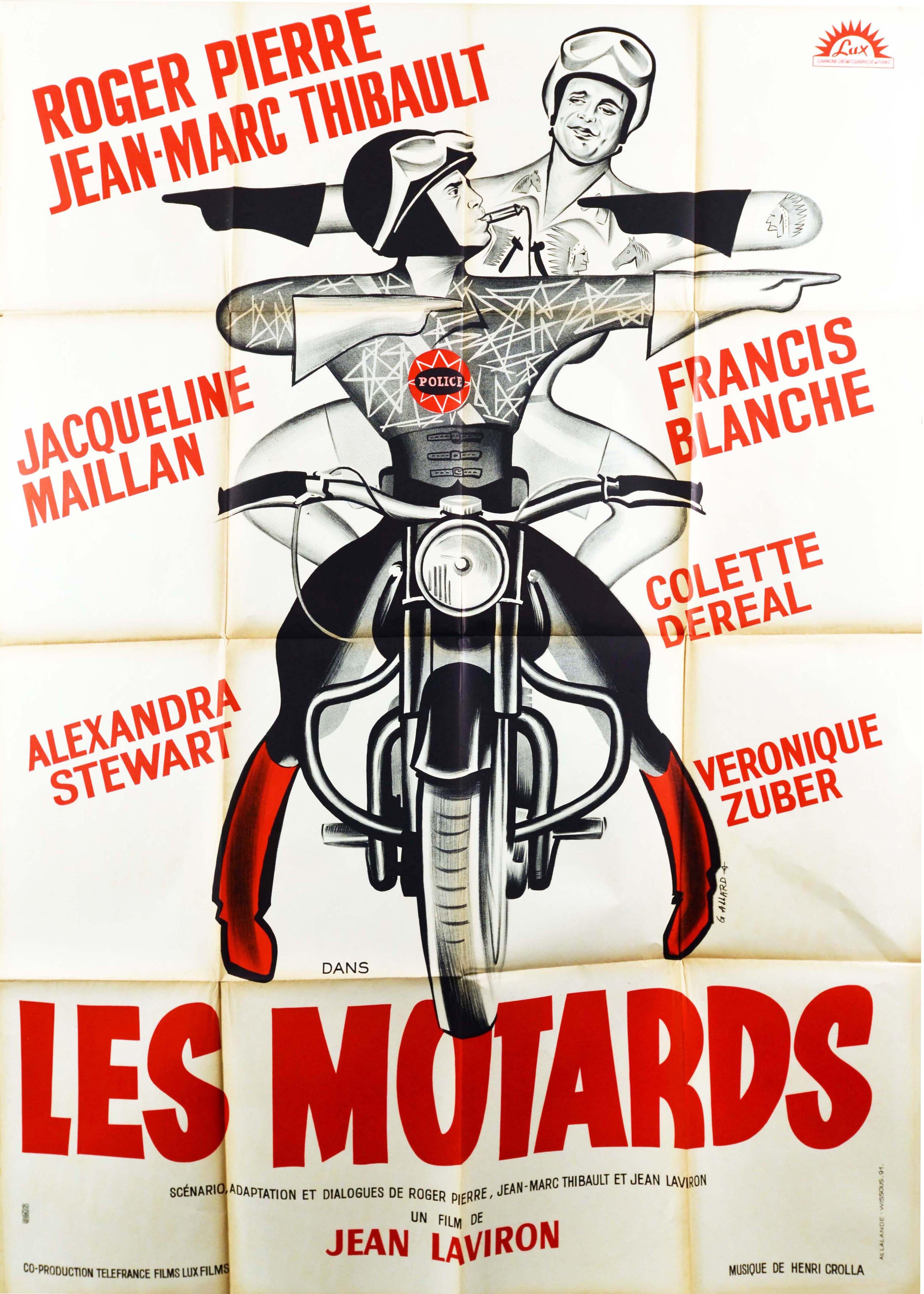 Gallard Print - Original Vintage Movie Poster Les Motards The Motorcycle Cops French Comedy Film