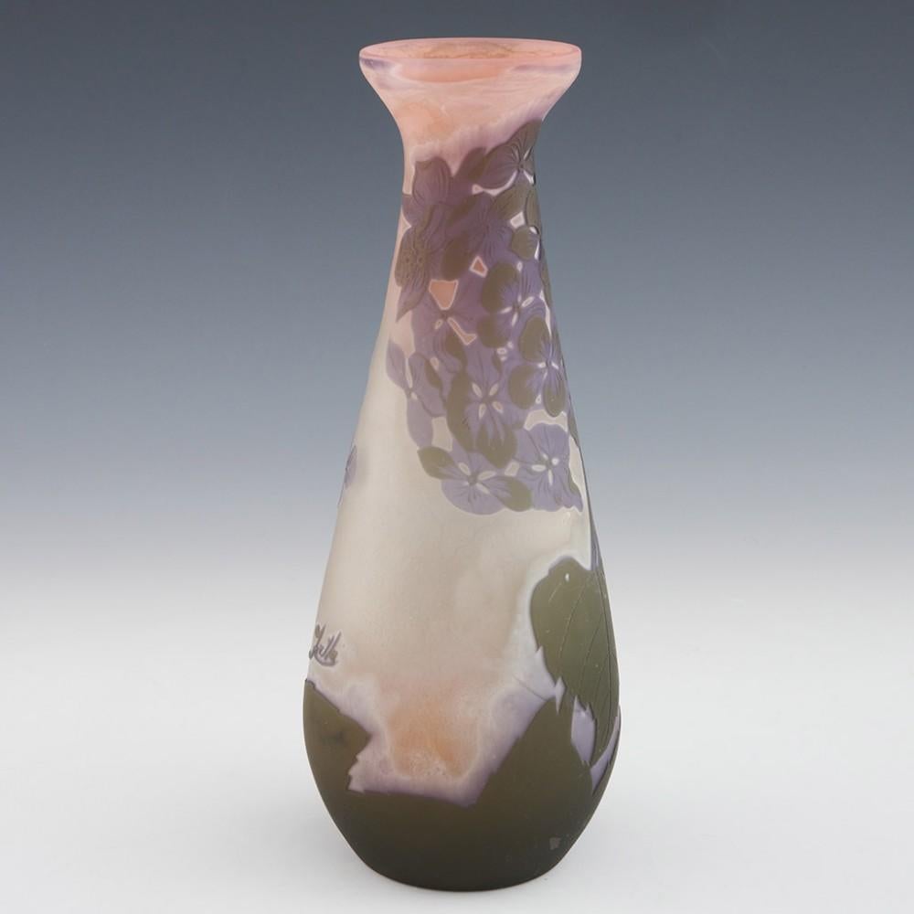 Galle Acid Cameo Hydrangeas Baluster Shape Glass Vase c1910 In Good Condition In Tunbridge Wells, GB