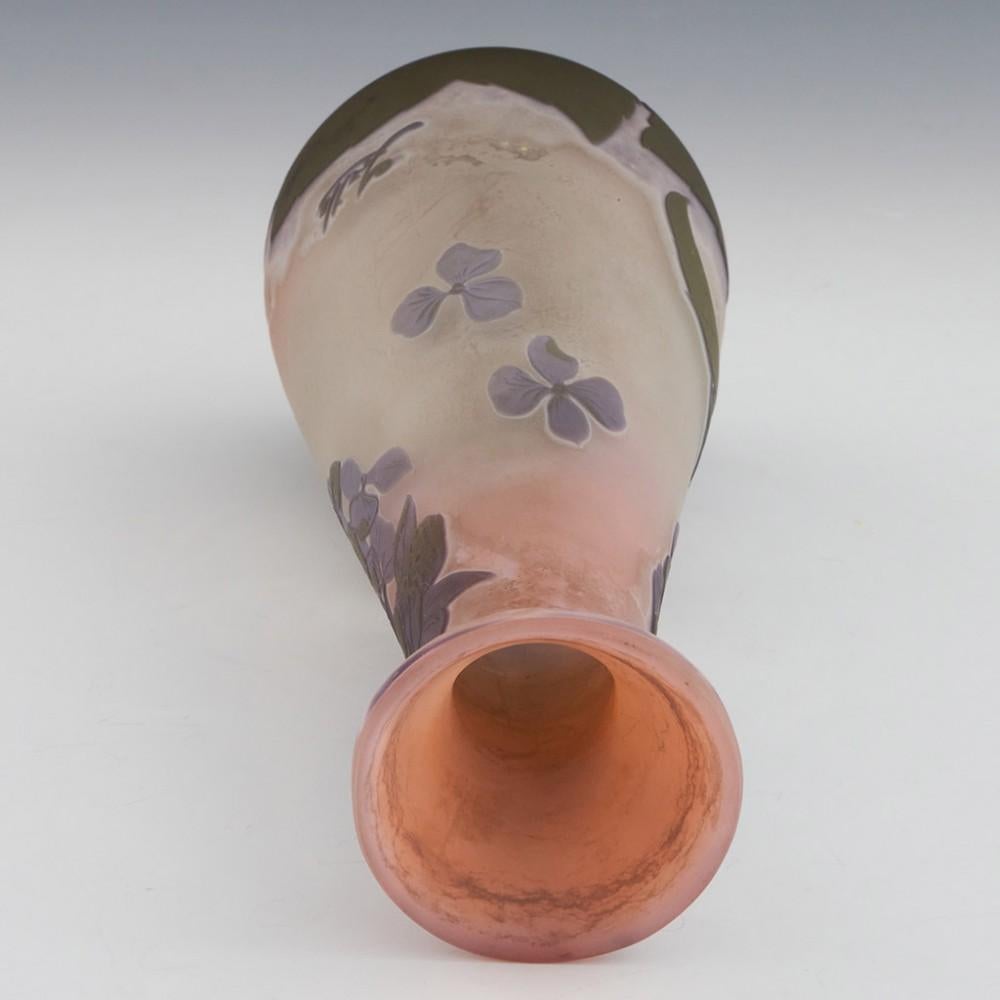 Galle Acid Cameo Hydrangeas Baluster Shape Glass Vase c1910 2