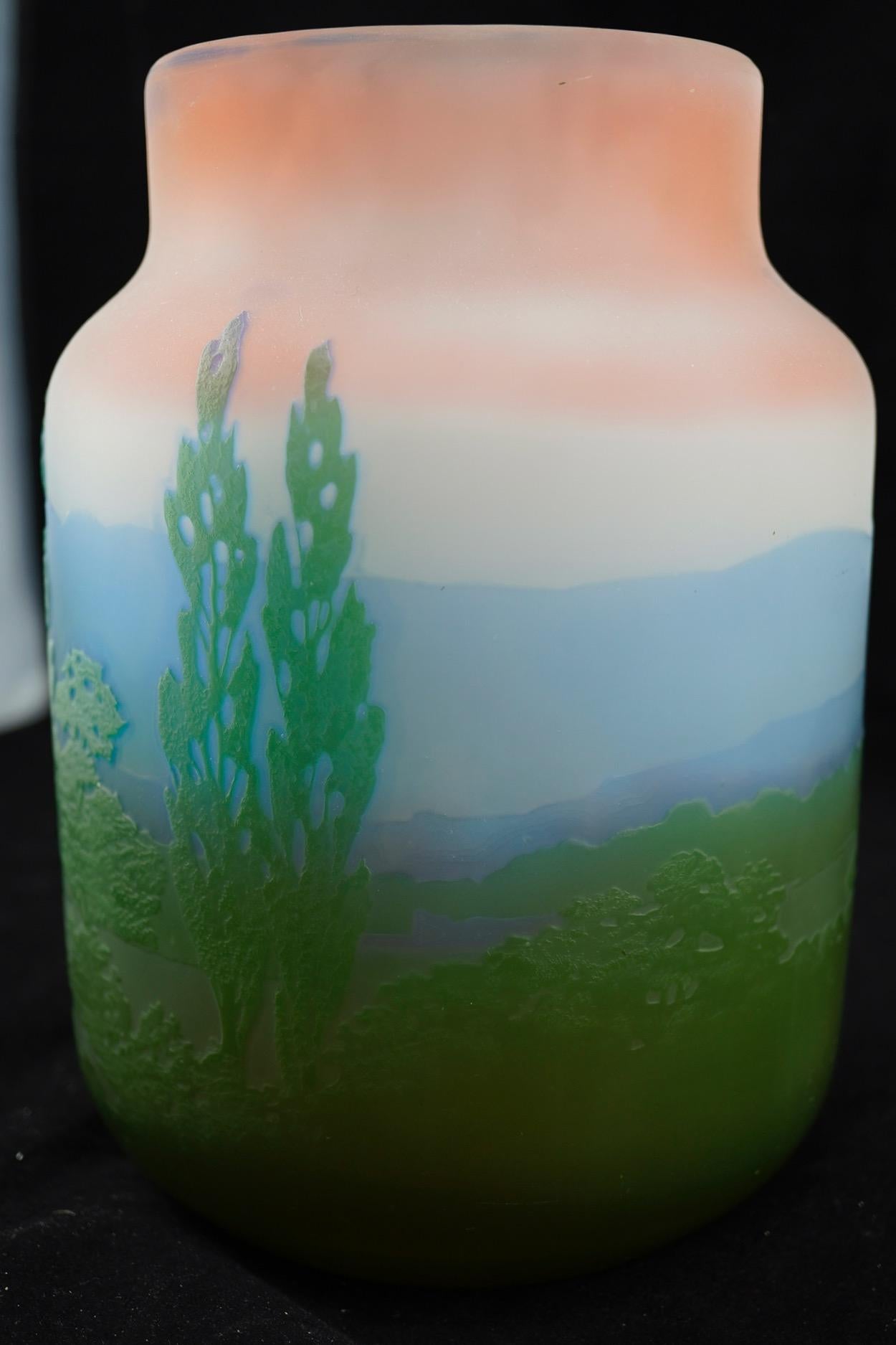 Art Nouveau Galle Alpine Landscape Cameo Vase For Sale