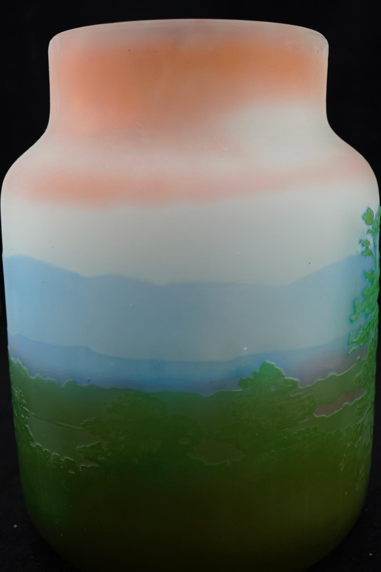 French Galle Alpine Landscape Cameo Vase For Sale