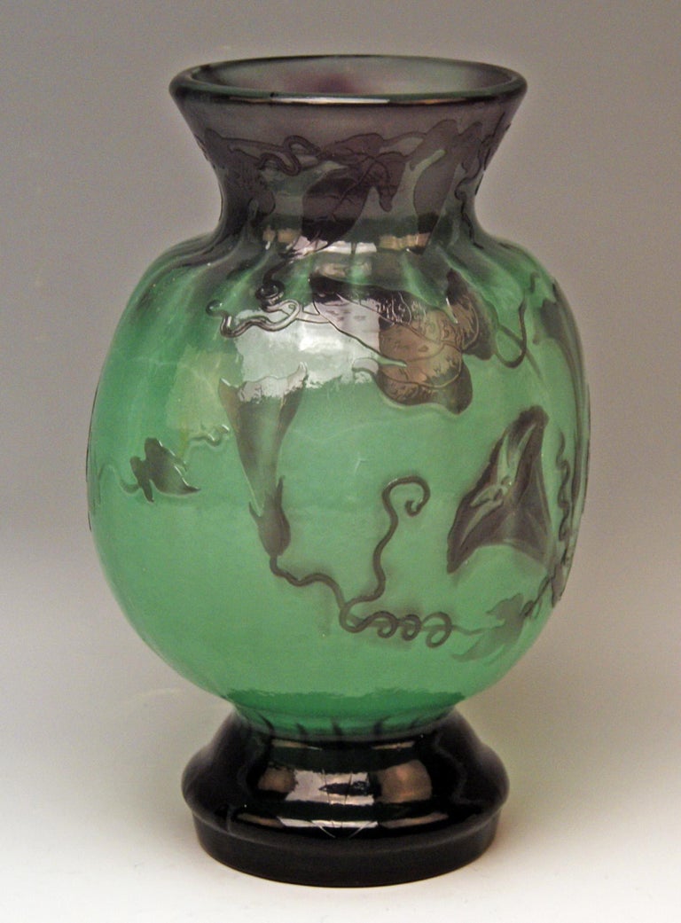 French Gallé Art Nouveau Early Vase Galle Fire Polished France Nancy Made, circa 1890 For Sale