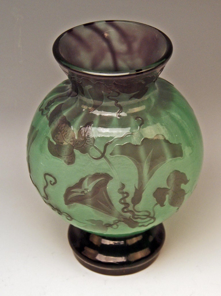 Etched Gallé Art Nouveau Early Vase Galle Fire Polished France Nancy Made, circa 1890 For Sale