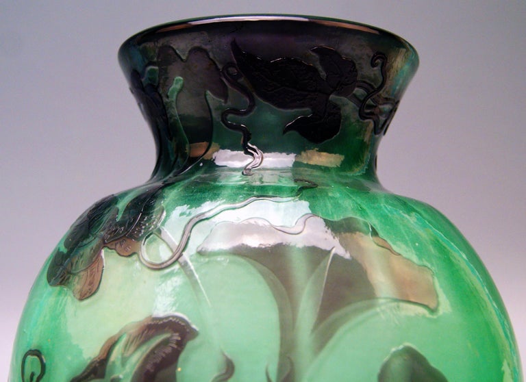 Late 19th Century Gallé Art Nouveau Early Vase Galle Fire Polished France Nancy Made, circa 1890 For Sale