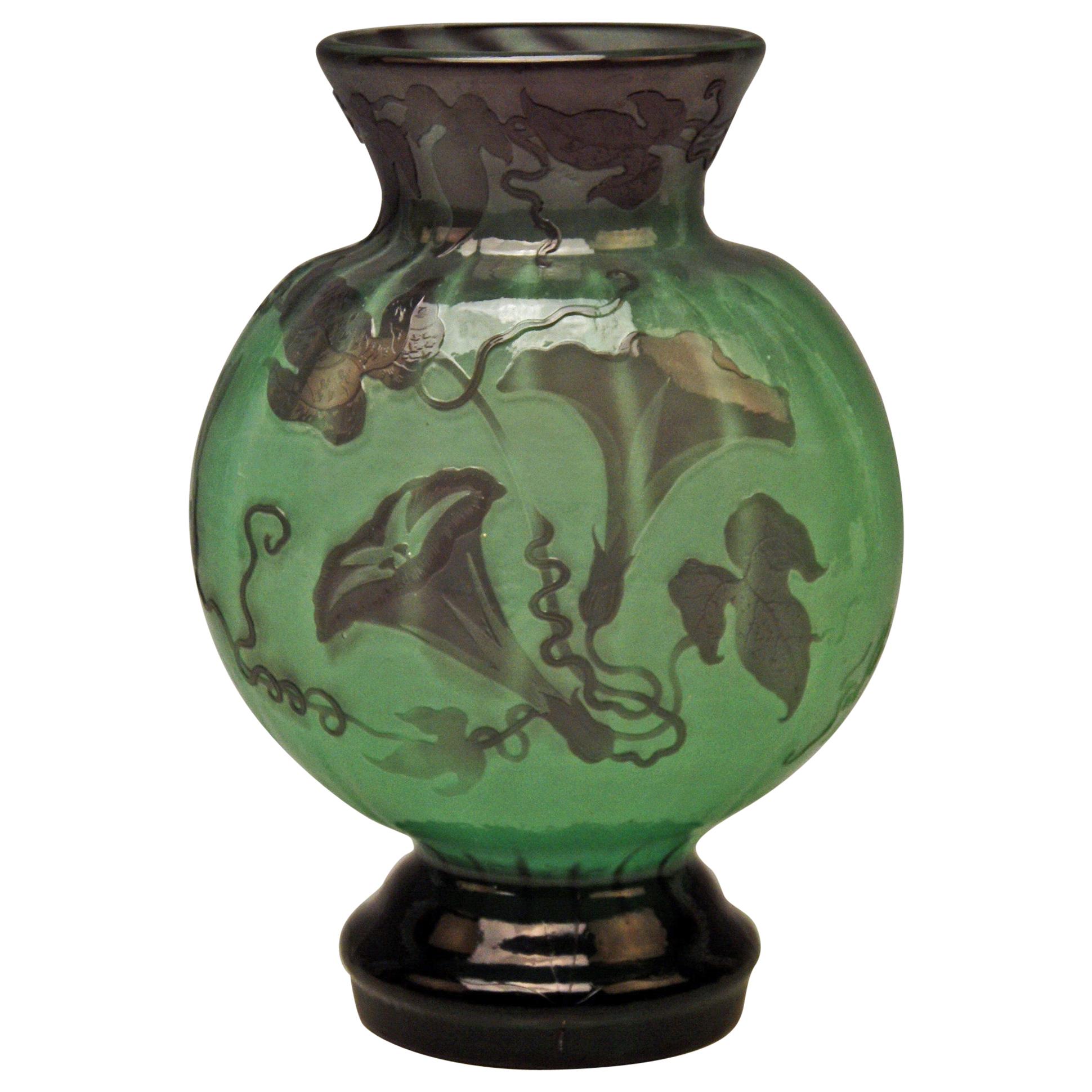 Vase ancien Gall Art Nouveau Galle Fire Polis France Nancy Fabriqué, vers 1890