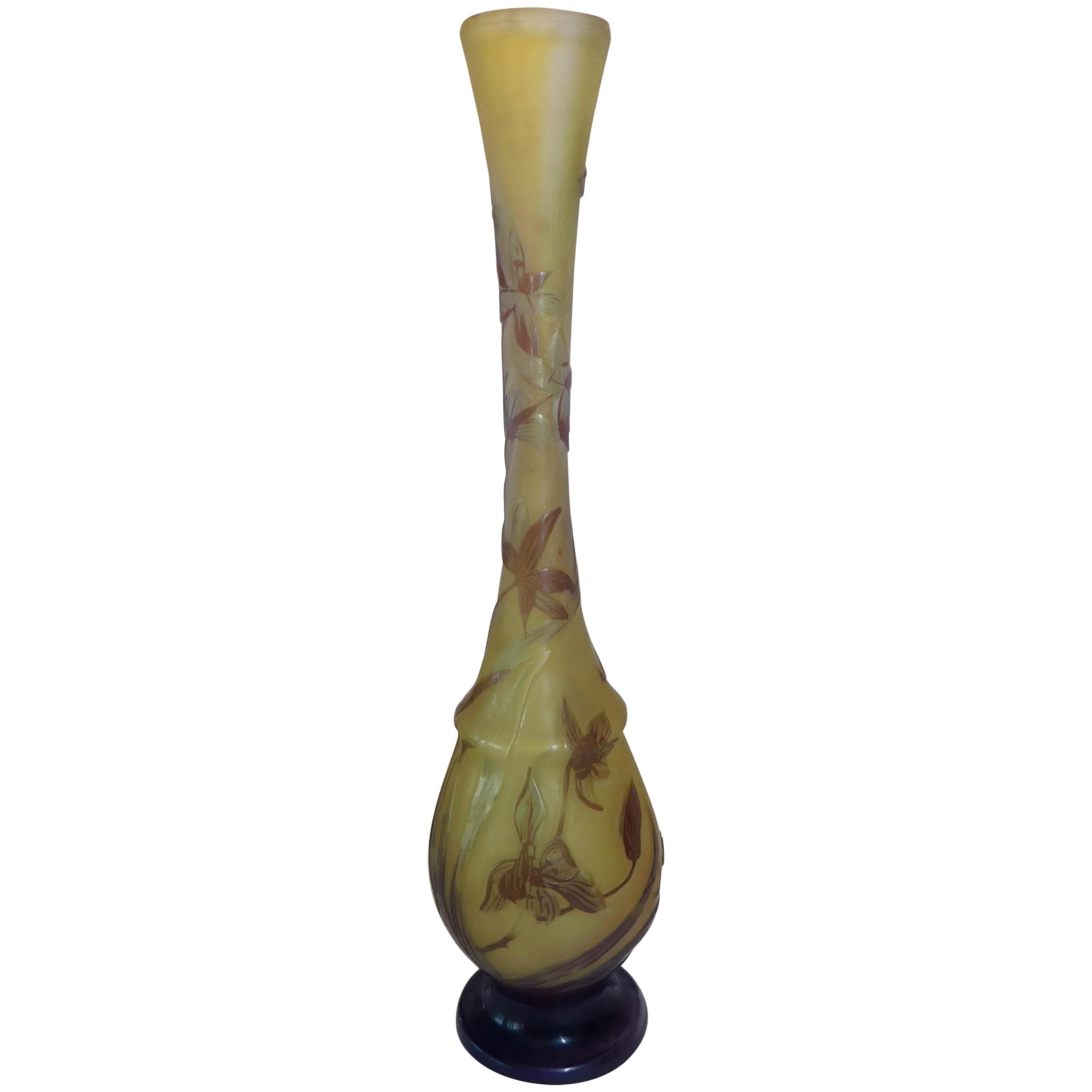 Gallé Art Nouveau French Cameo Glass Vase