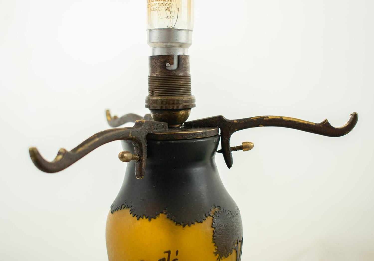 Glass GALLE Art Nouveau Mushroom lamp in multilayer glass