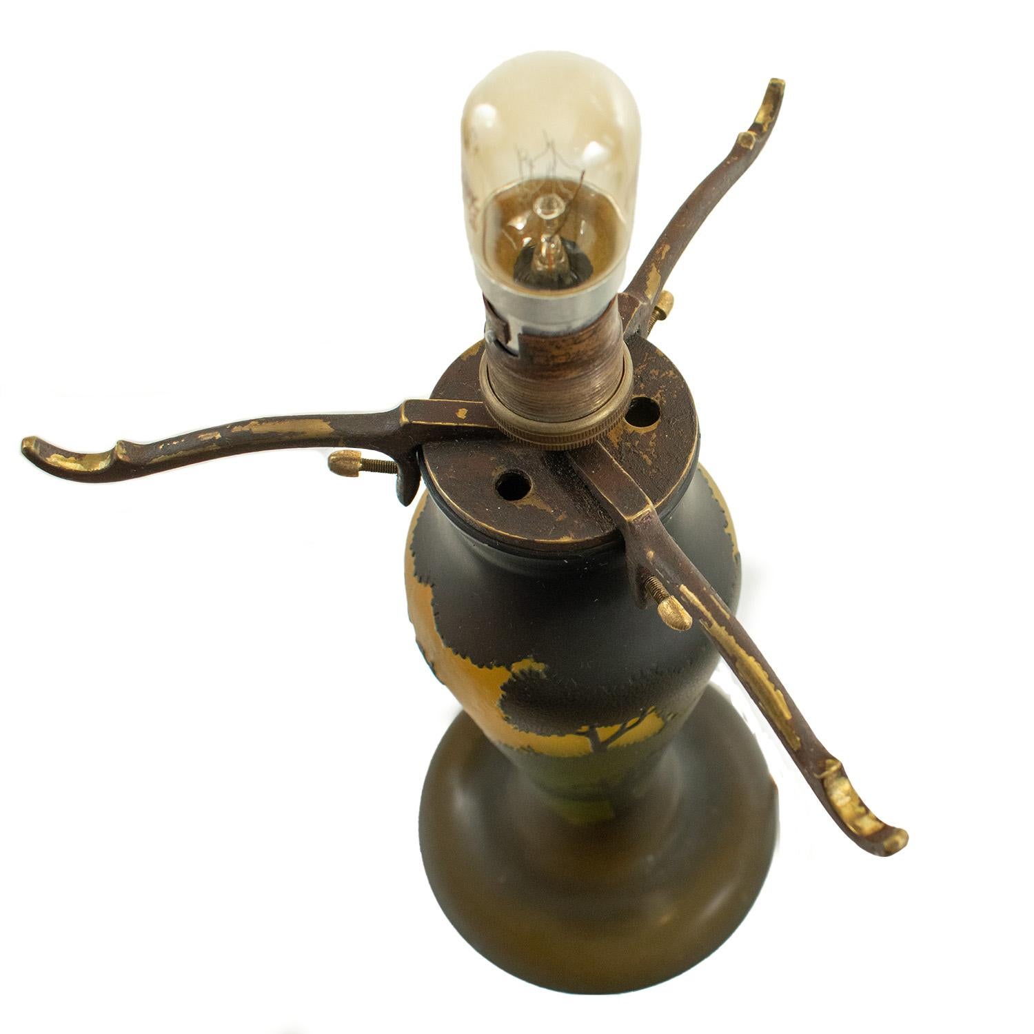 Lampe champignon Art Nouveau en verre multicouche en vente 3
