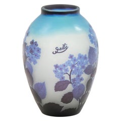 Galle Art Nouveau Round Blue Cameo Glass Vase