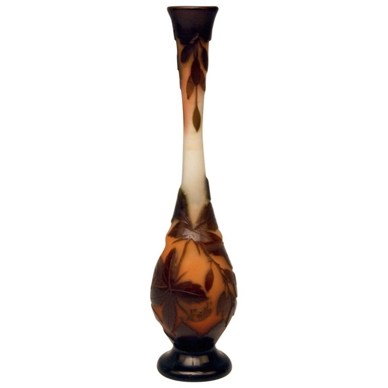 Gallé Art Nouveau Stalky Vase Galle With Berried Twigs France Nancy c.1920  For Sale at 1stDibs