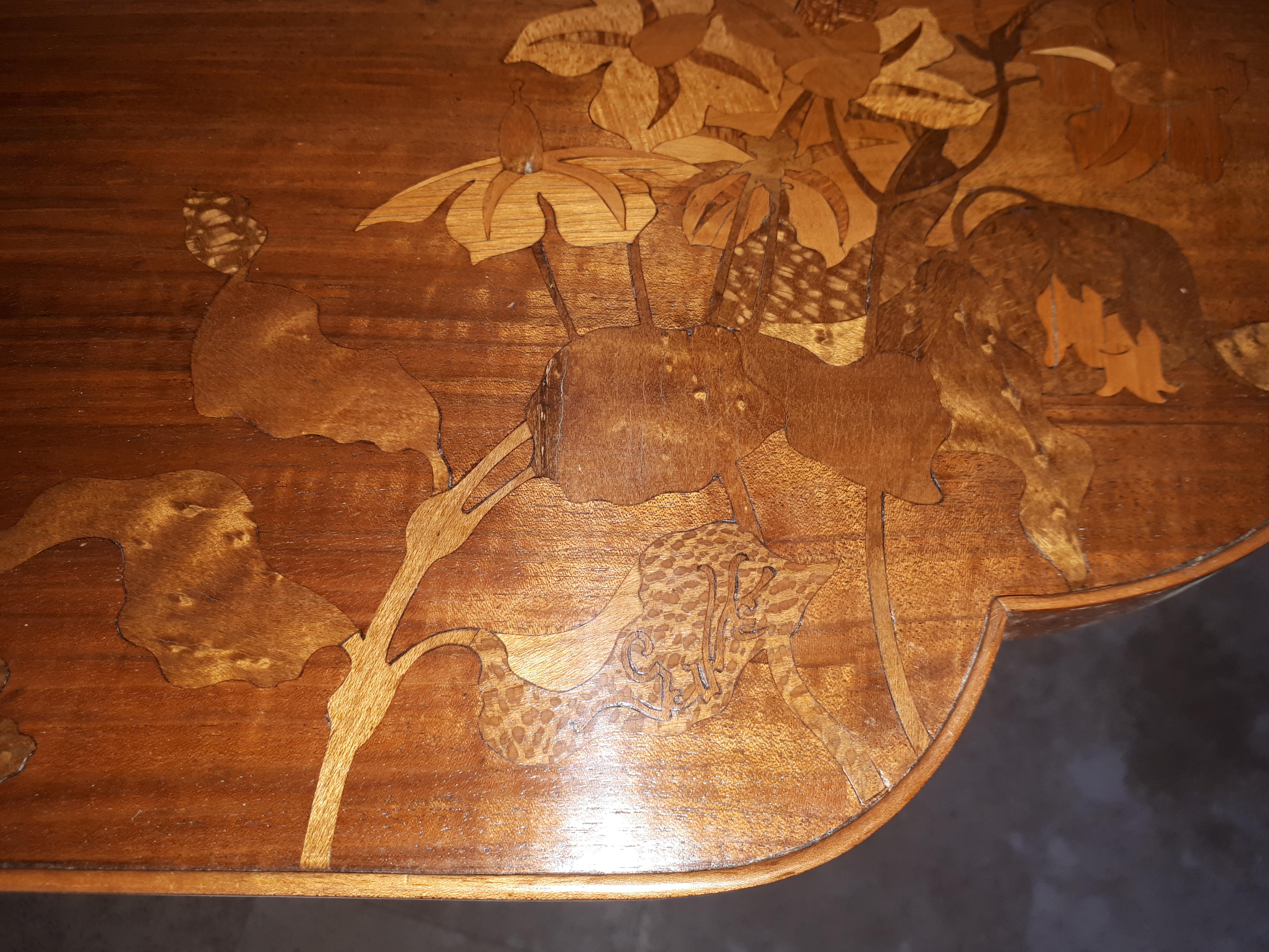 Gallé Art Nouveau Table With Hellebore Decor For Sale 3