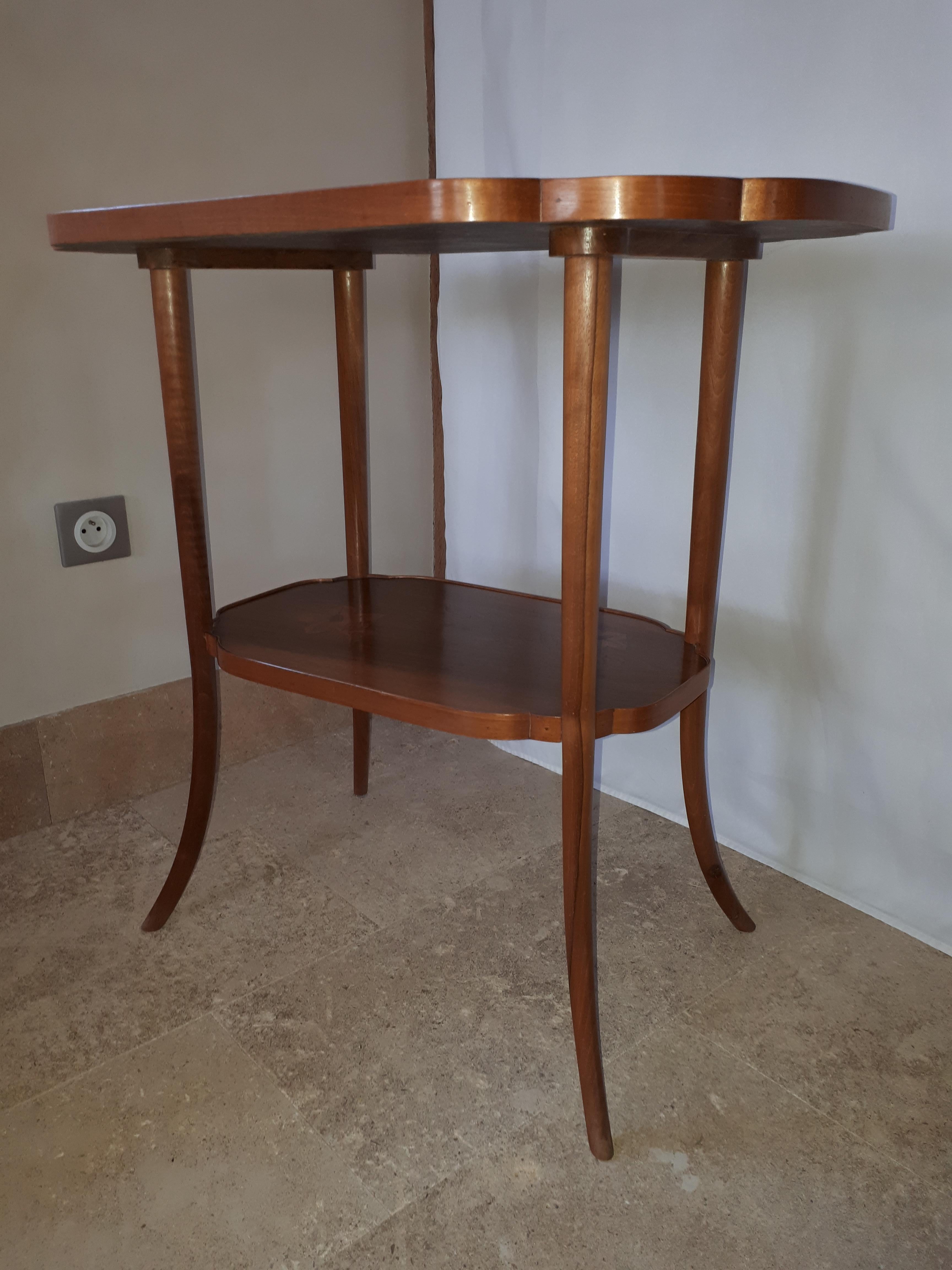 French Gallé Art Nouveau Table With Hellebore Decor For Sale