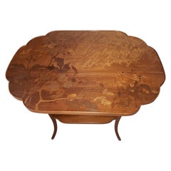 Gallé Art Nouveau Table With Hellebore Decor