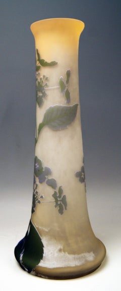 Gallé Art Nouveau Vase Galle Mallows Flowers France Nancy Height 18.30in c.1904