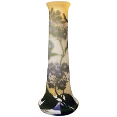 Gallé Art Nouveau Vase Galle Mallows Flowers France Nancy Height 18.30in c.1904