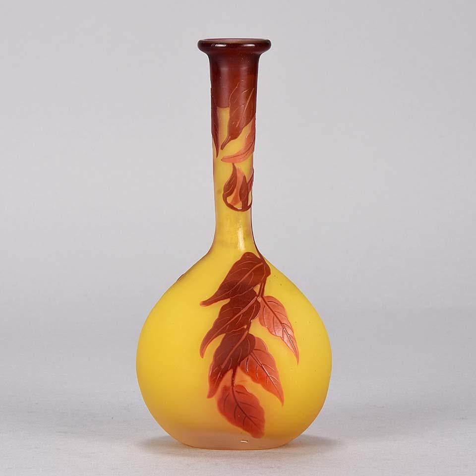 Engraved Gallé Banjo Vase