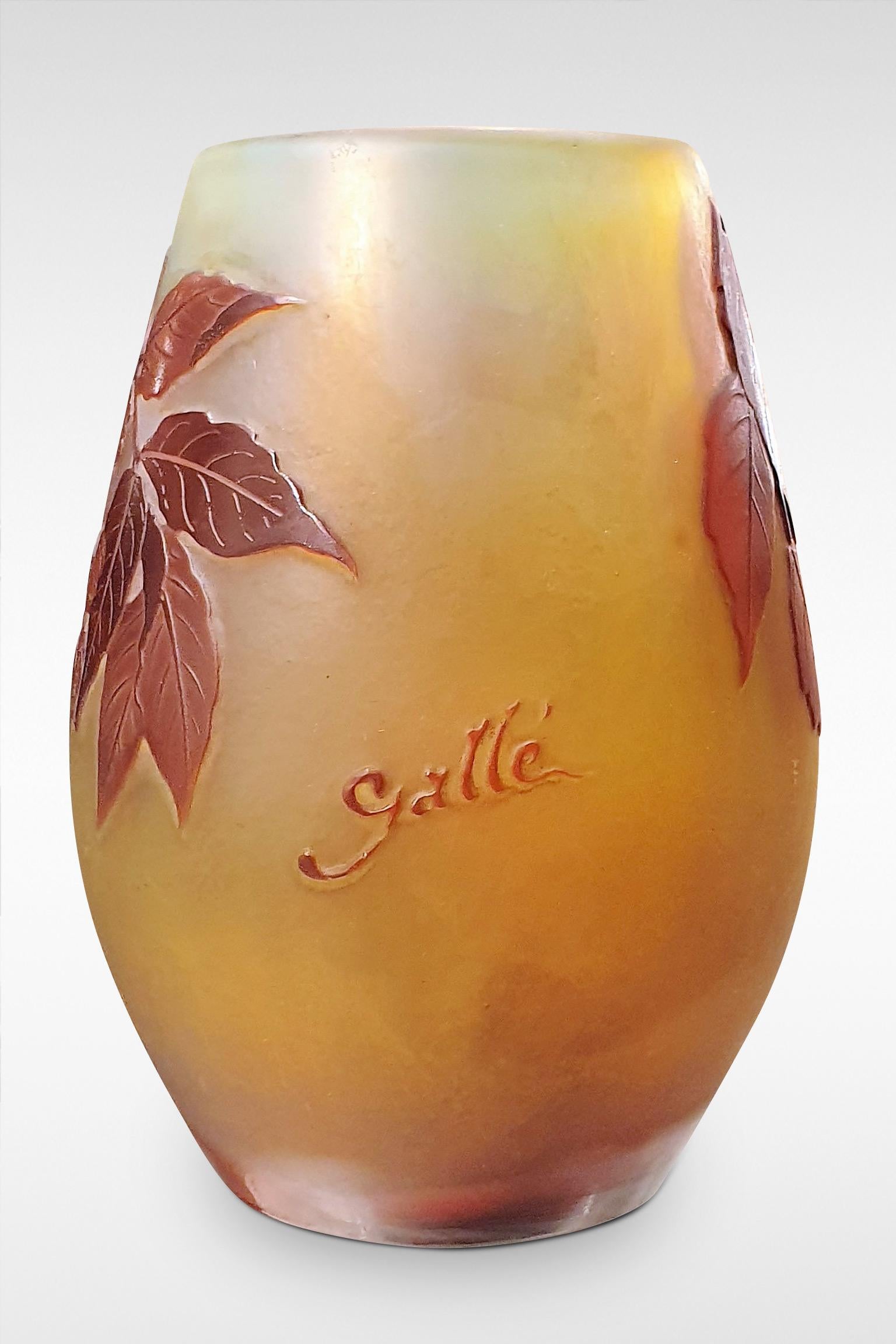 Art Nouveau Galle Cameo Cherry Blossom Vase For Sale