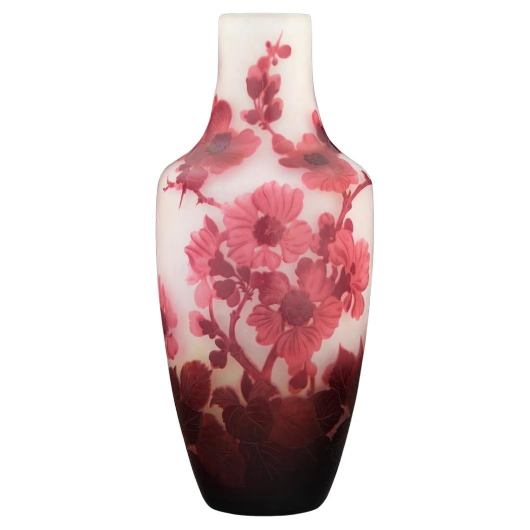 Gallé Cameo Glass Anemone Vase, circa 1900 For Sale