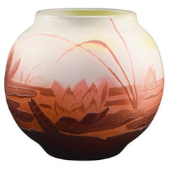 Galle cameo glass aquatic vase C1908