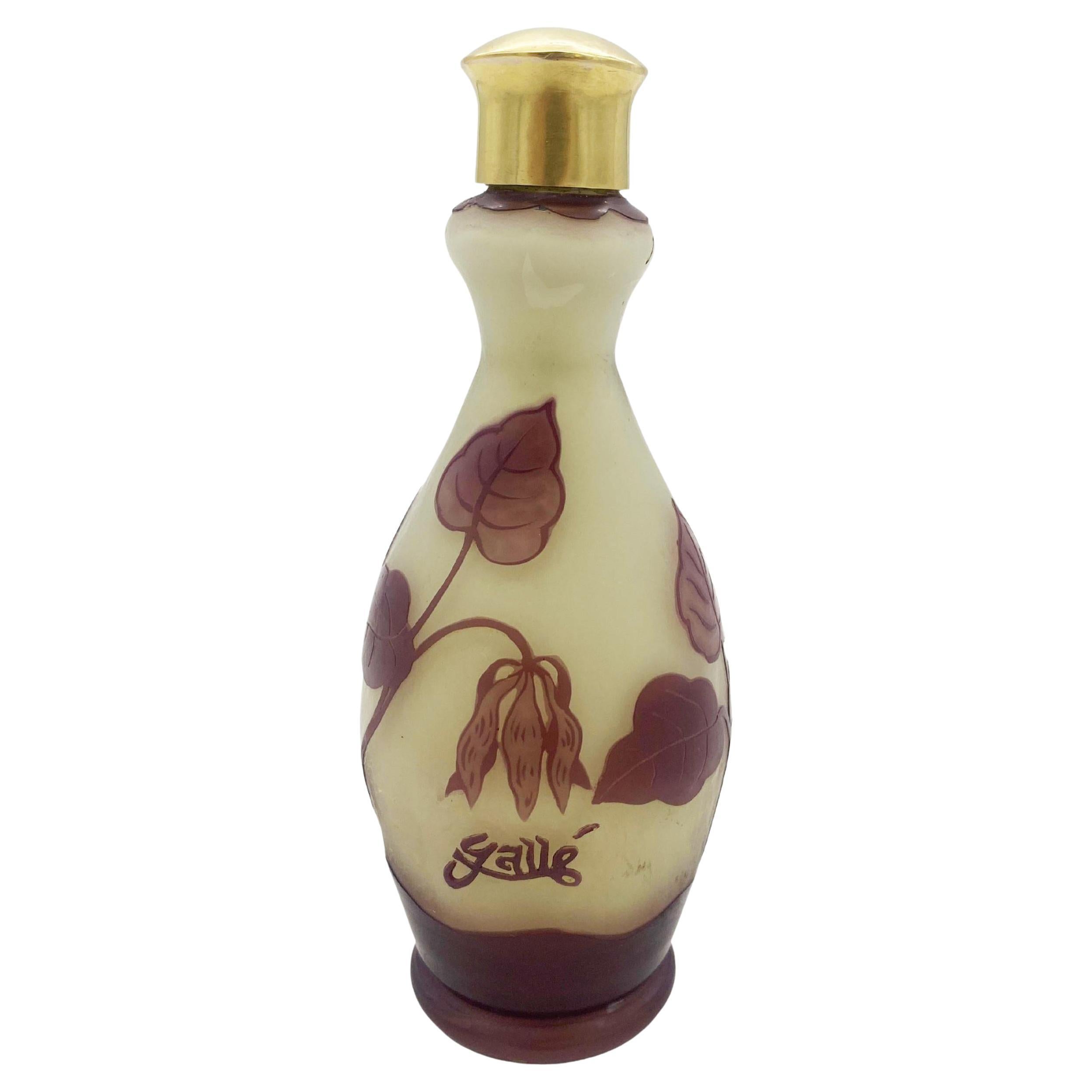 Galle Cameo Glass Art Nouveau Perfume Bottle, Circa 1900