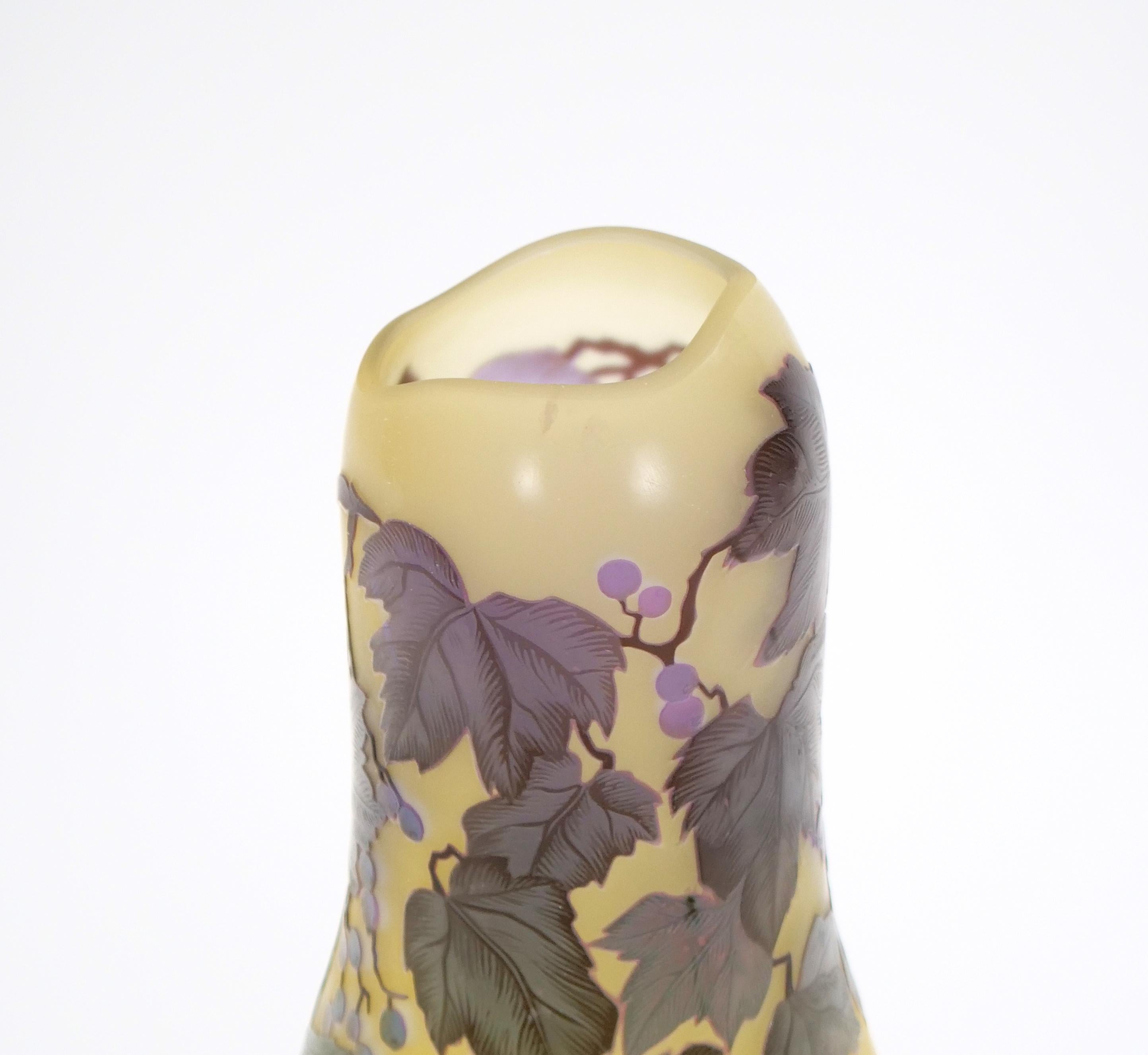 20th Century Galle Cameo Glass Art Nouveau Vase For Sale