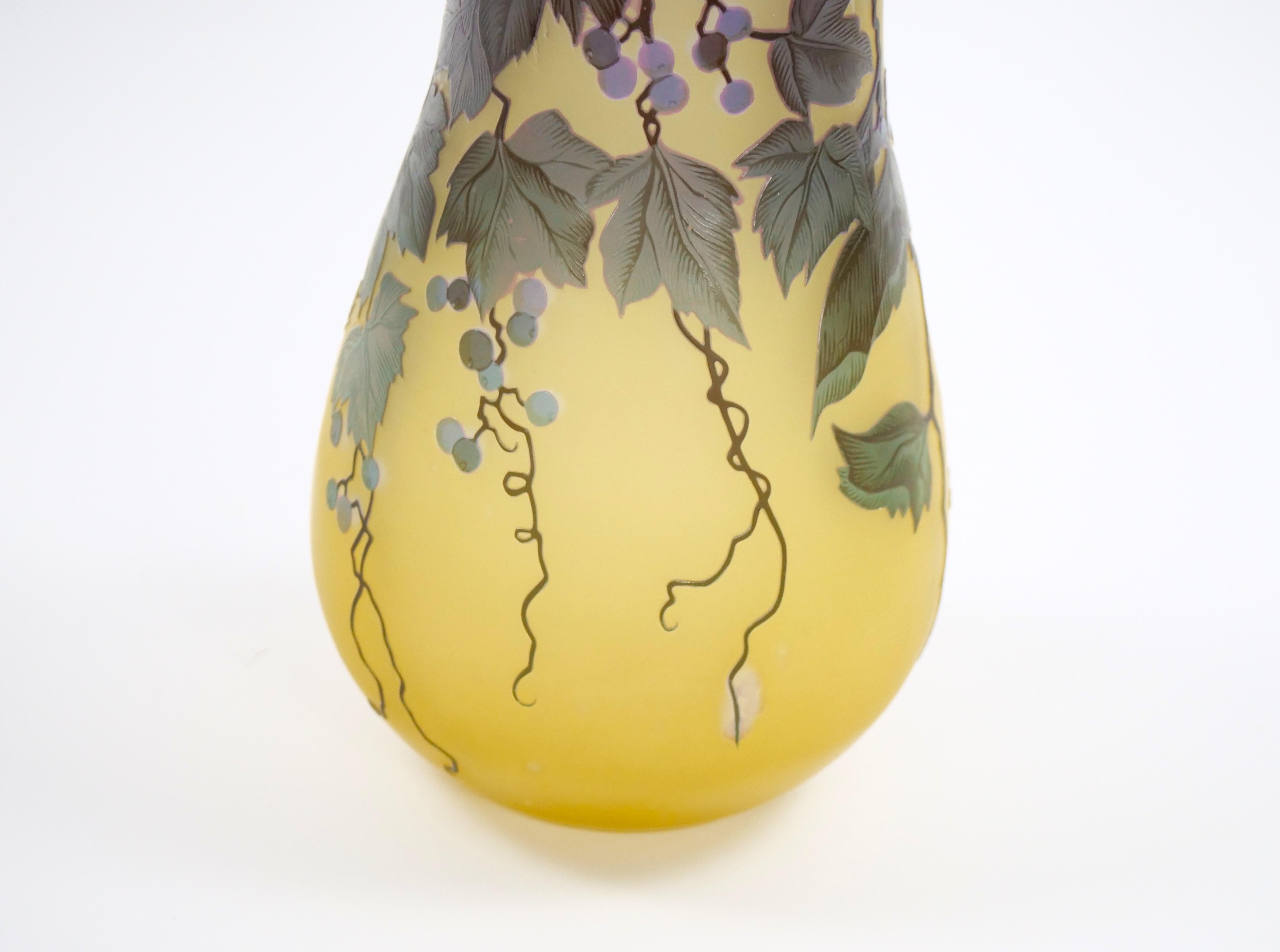 Art Glass Galle Cameo Glass Art Nouveau Vase For Sale