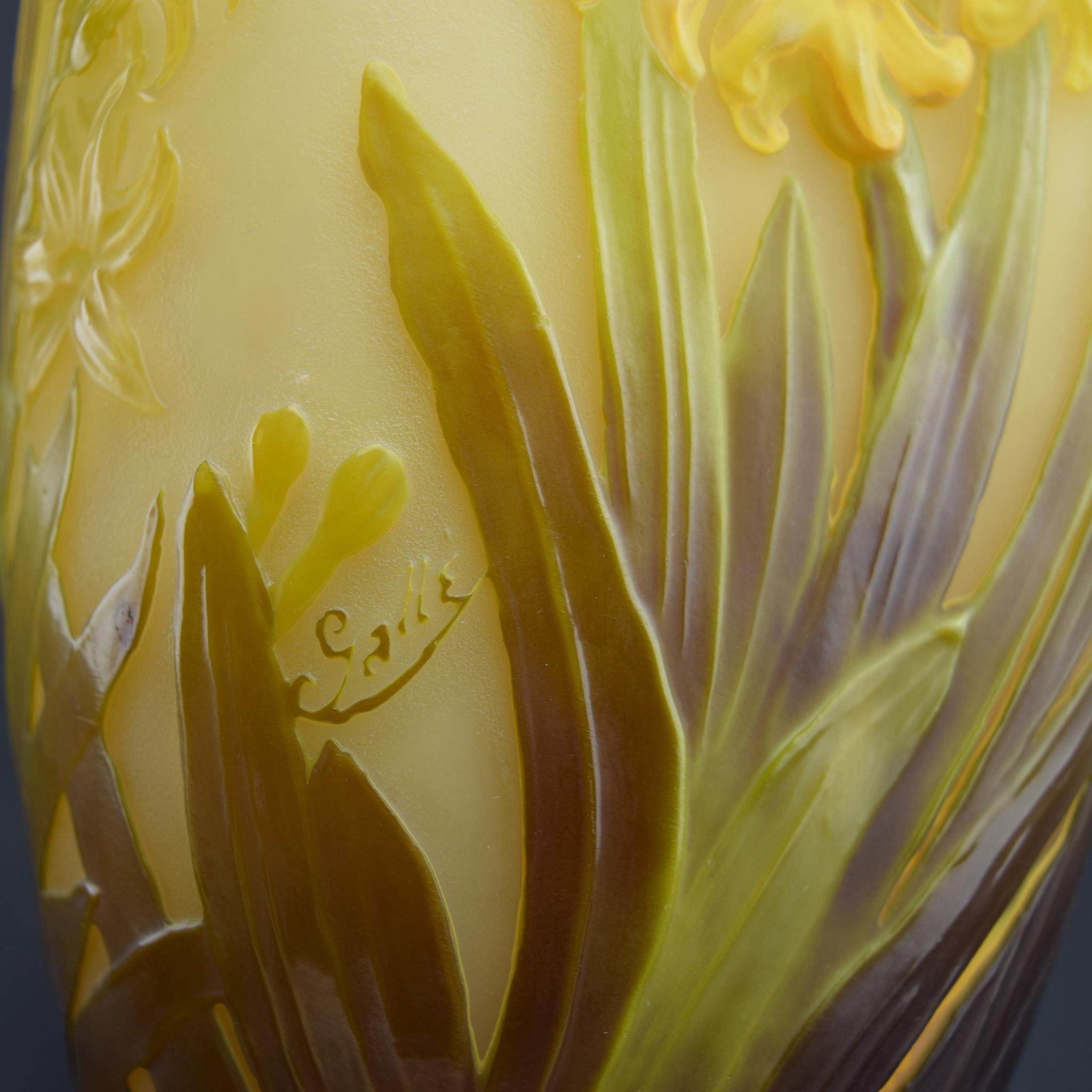Vaso di giacinto in vetro soffiato Galle cameo c1920 in vendita 2