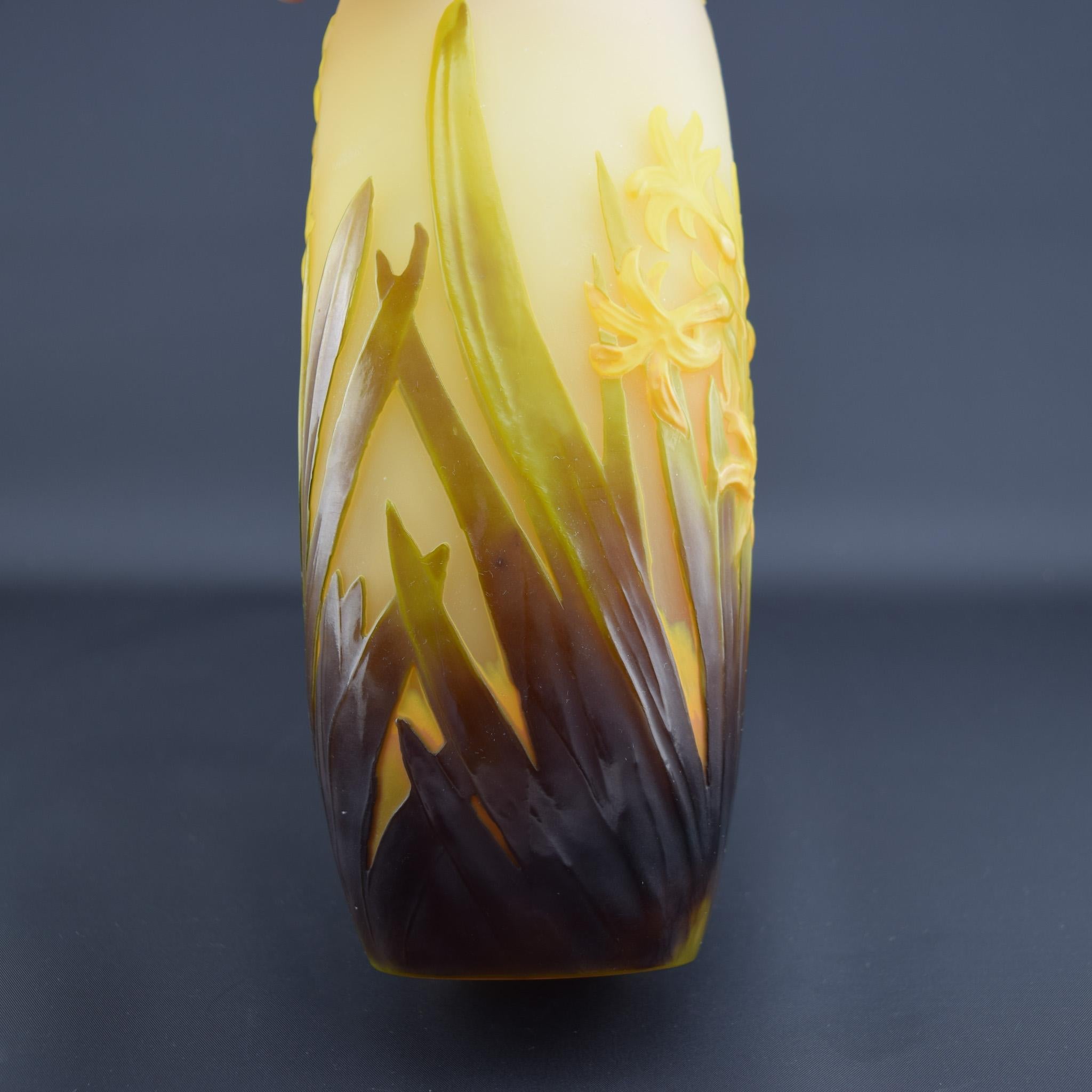 Vaso di giacinto in vetro soffiato Galle cameo c1920 in vendita 5