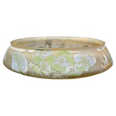 Galle Cameo Glass Bowl with Floral Nancy, France, c. 1900, Cameo Mark "Galle"