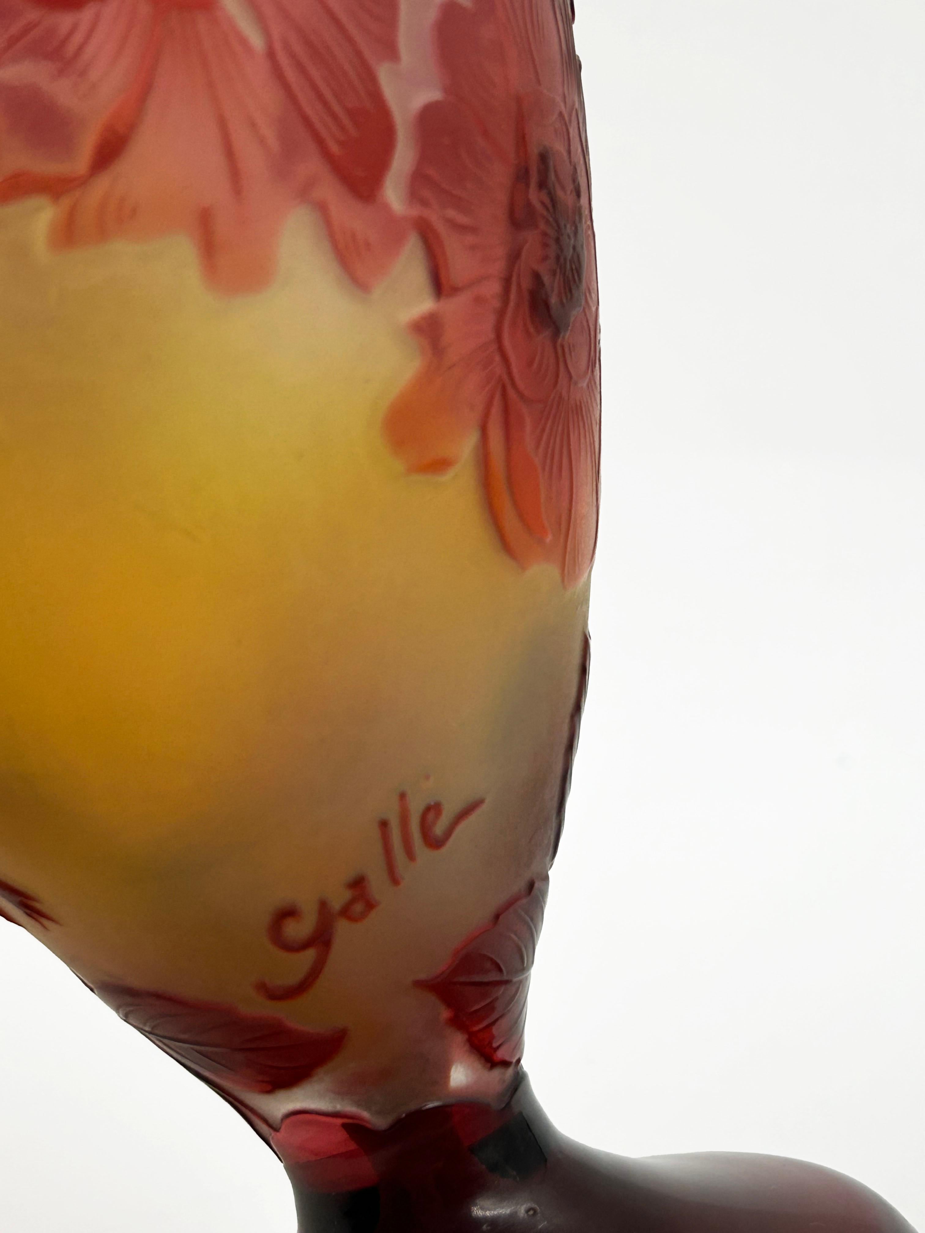 Belle Époque Galle Cameo Glass Carved Vase For Sale