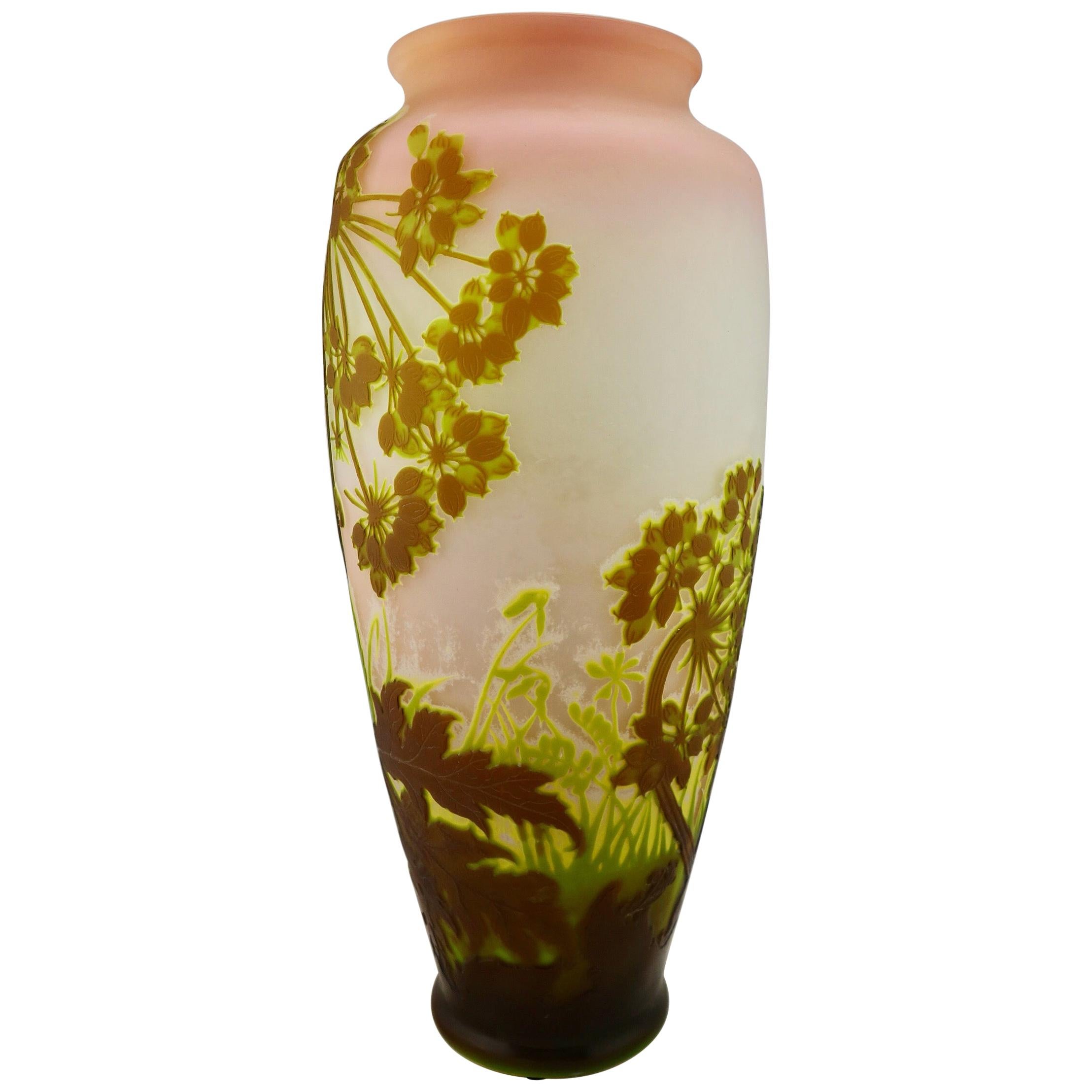 Galle Cameo Glass Monumental Allium Vase, circa 1900s