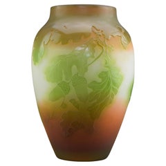 Galle cameo glass oak leaf & acorn vase C1920s