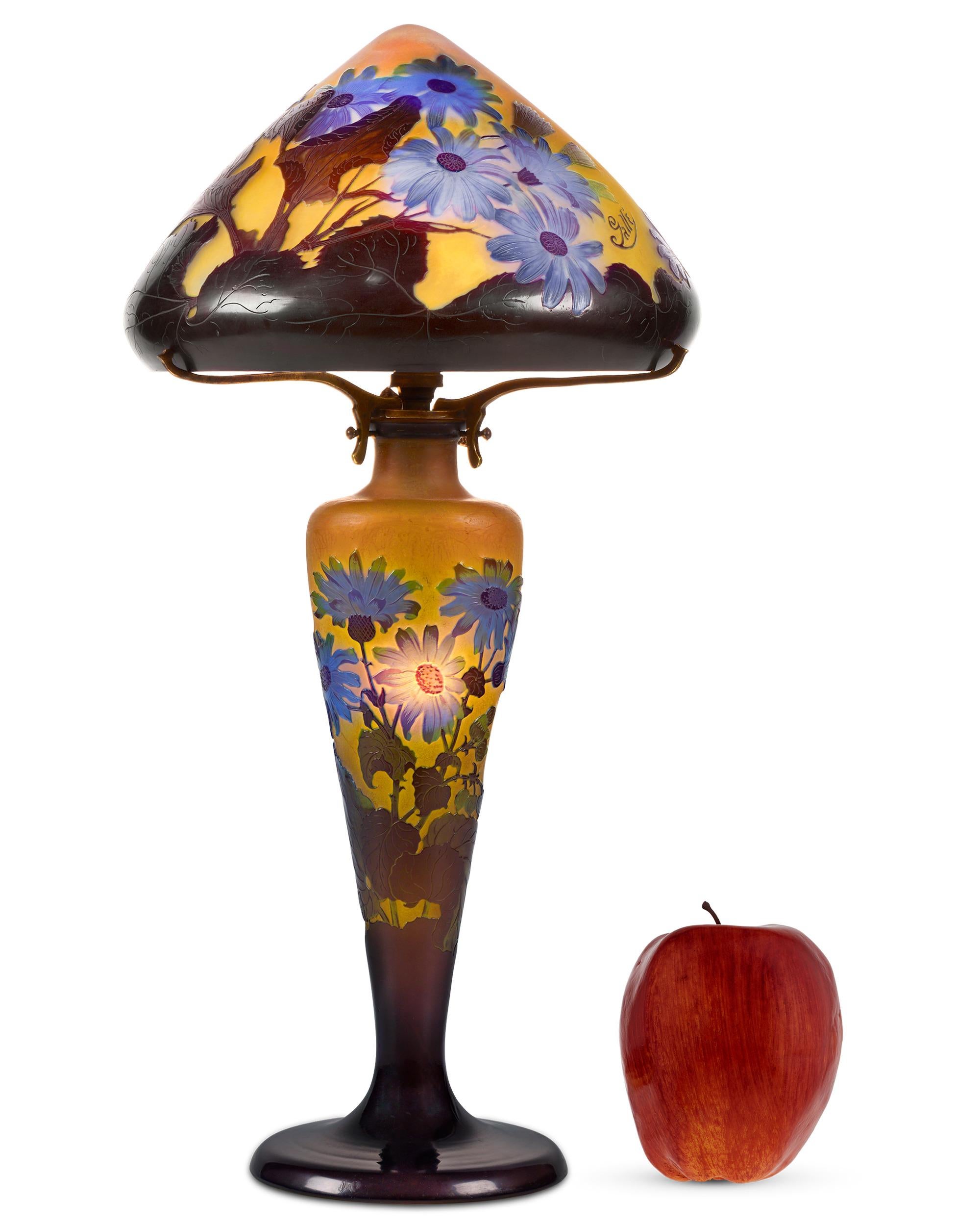 French Gallé Cameo Glass Table Lamp For Sale