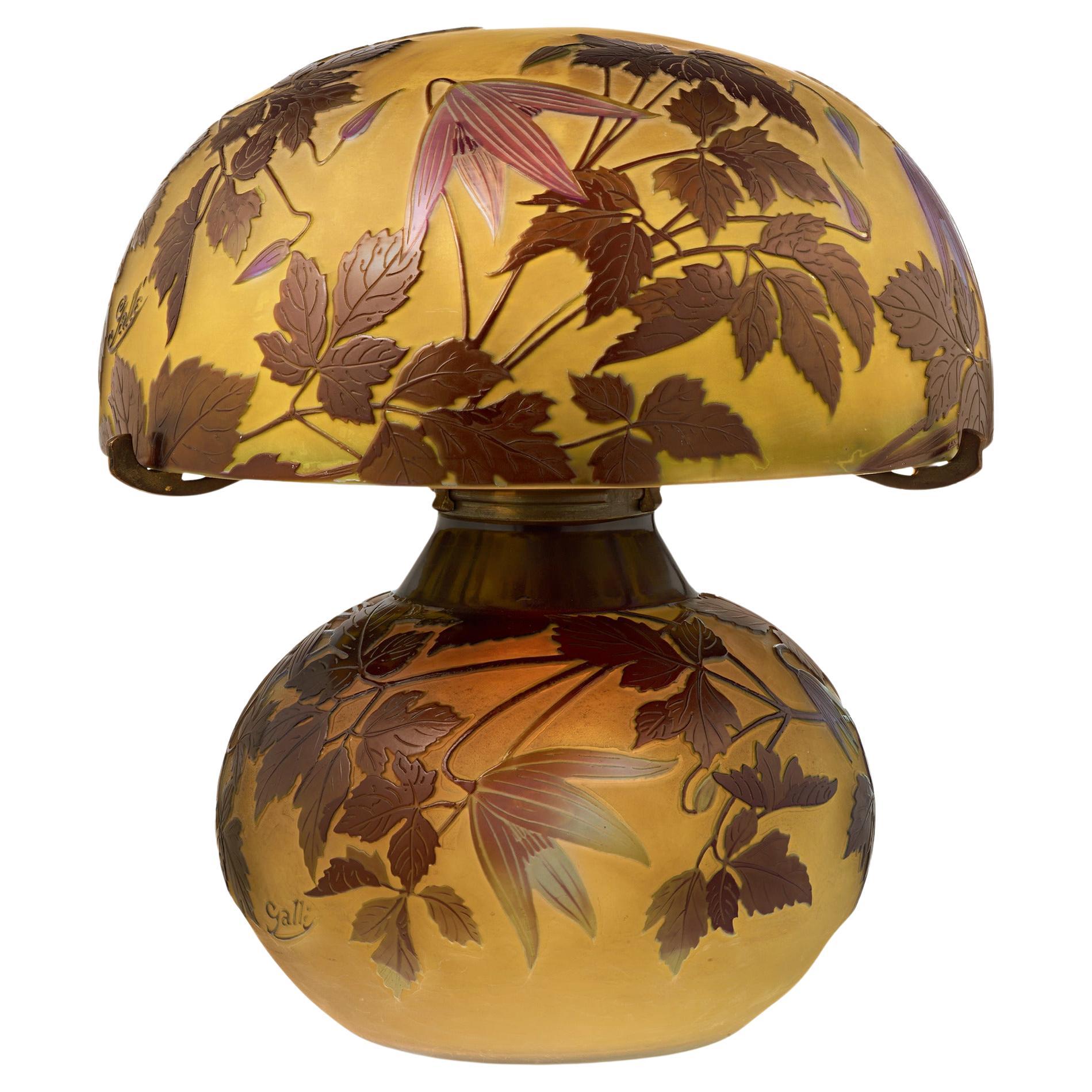 Gallé Cameo Glass Table Lamp For Sale